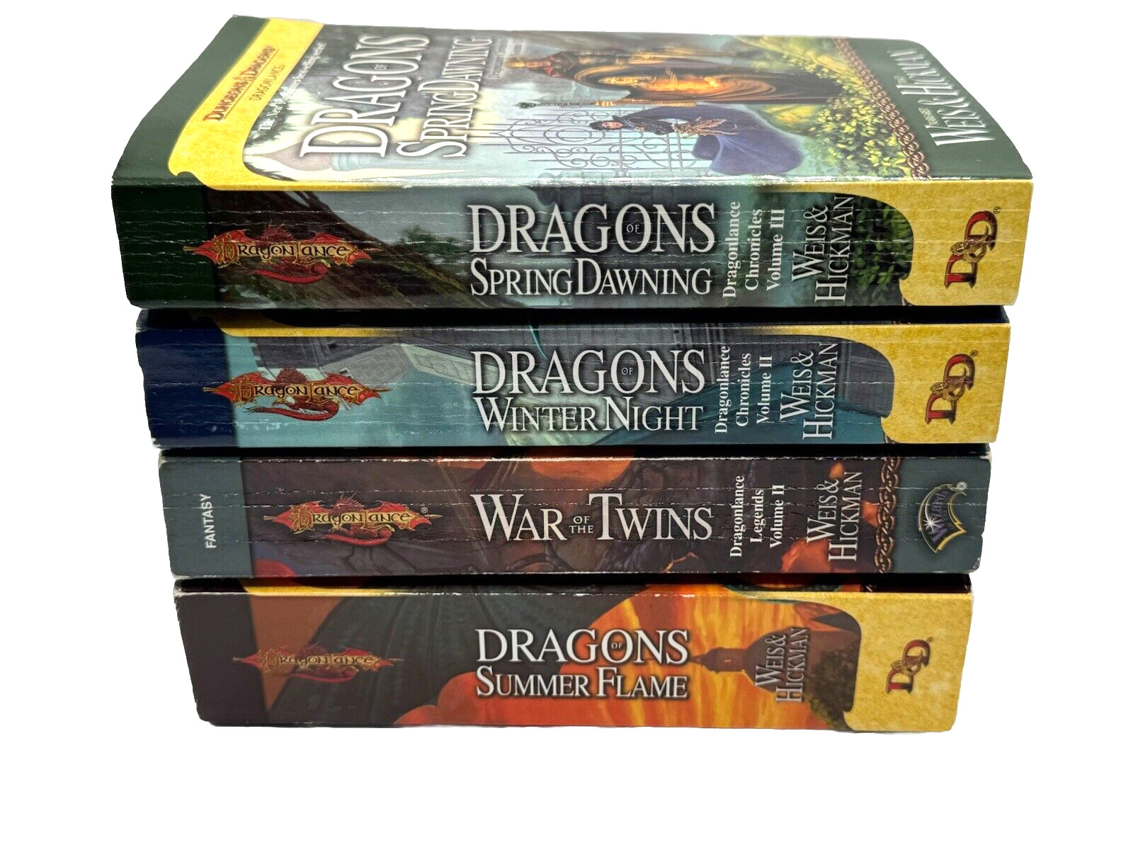 Lot of 4 Dragonlance Paperback Books Dragon Lance Series Spring Winter War Twins