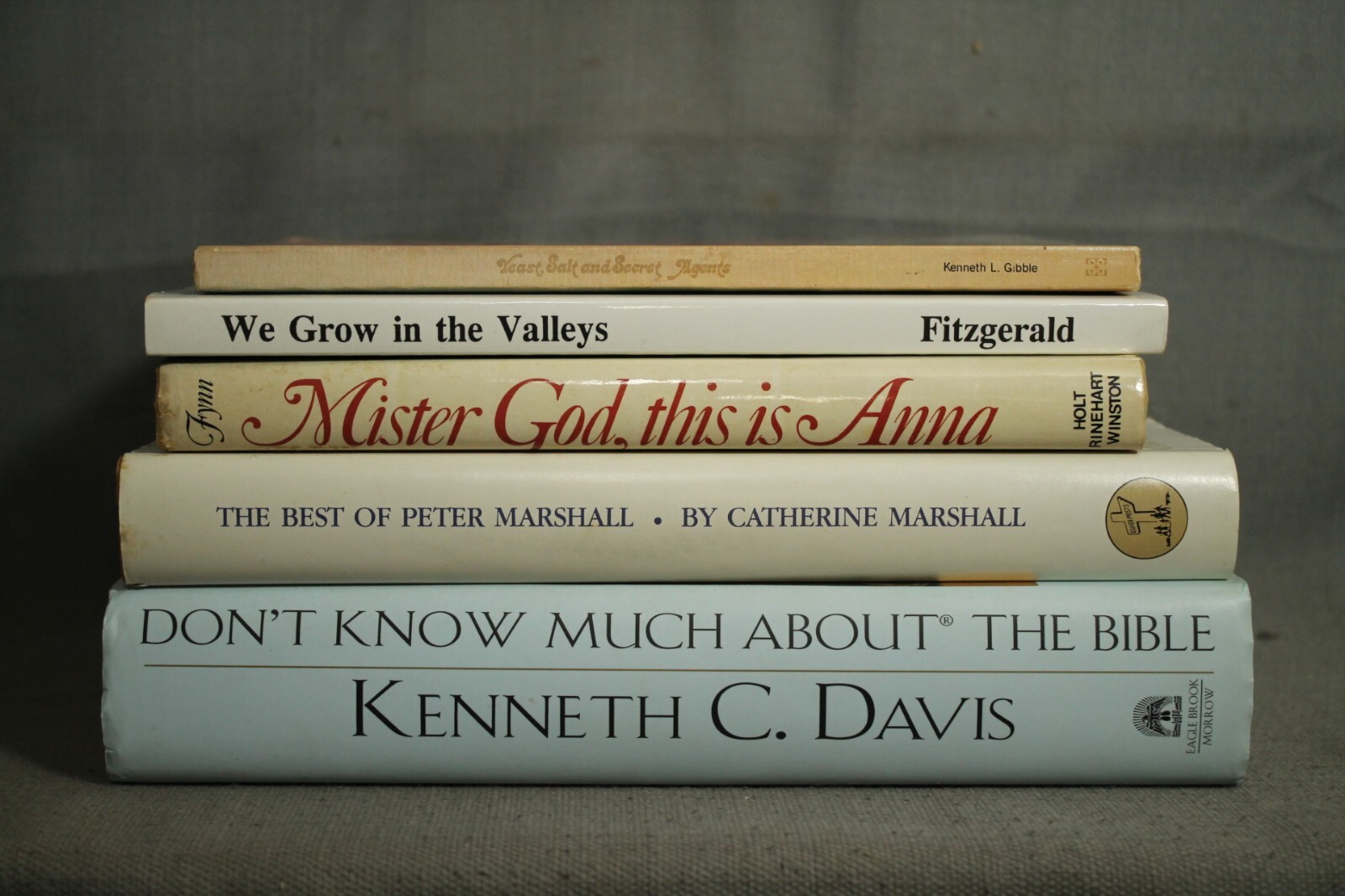 lot 5 Christian books We Grow in the Valleys Yeast Salt and Secret Agents Bible