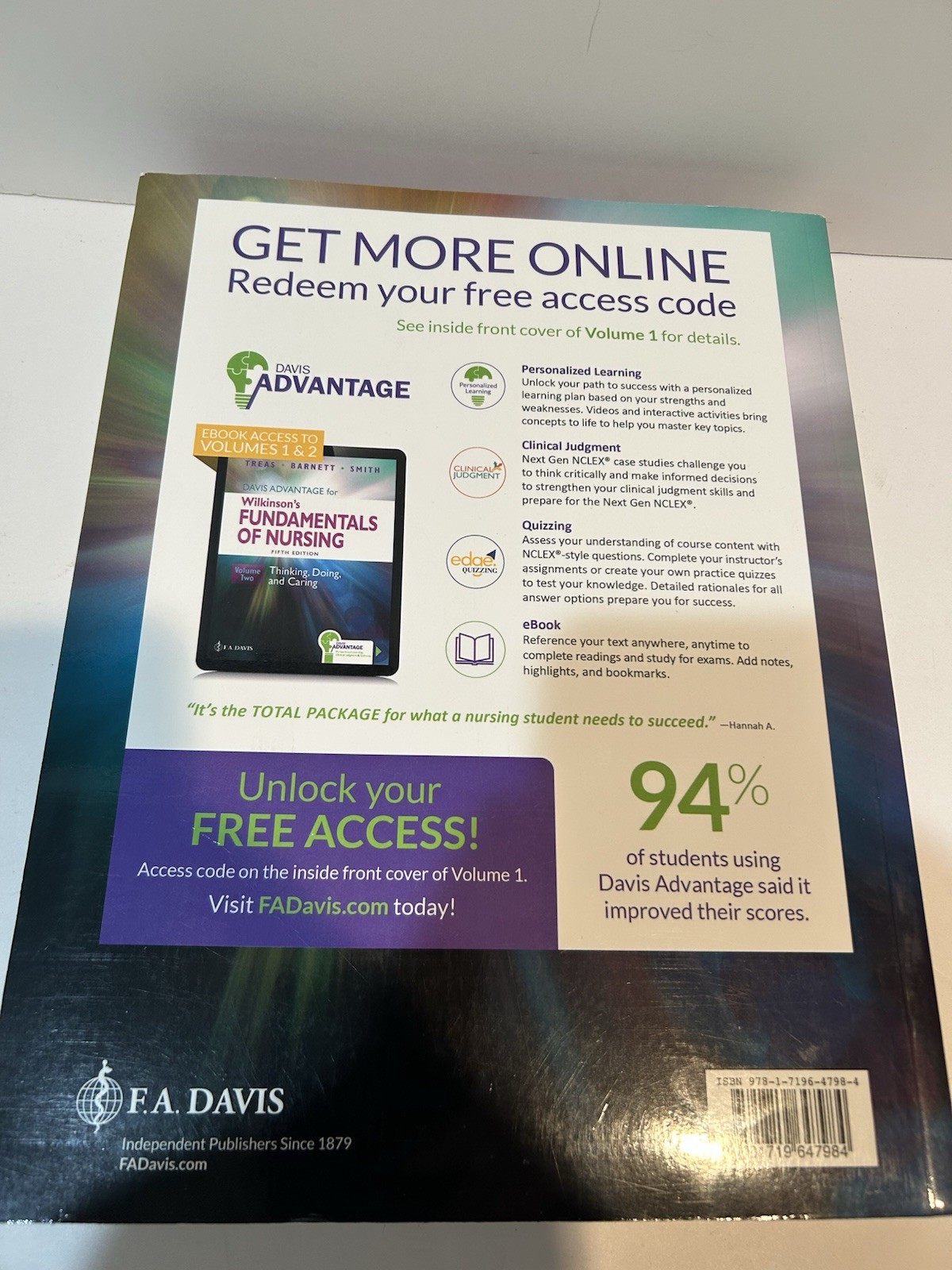 Davis Advantage for Wilkinson’s – Fundamentals of Nursing “CLEAN No MARKS”