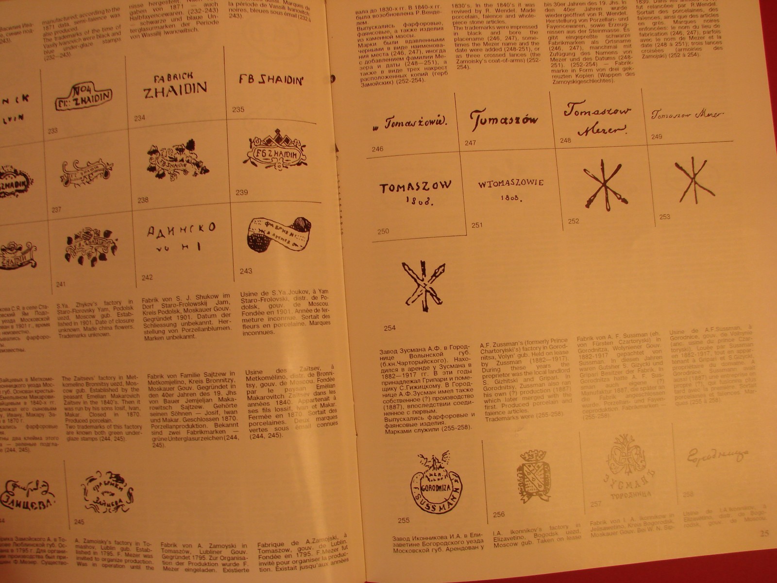 Russian PORCELAIN MAKER MARKS 1744-1917 Guide Book English French & German Text!
