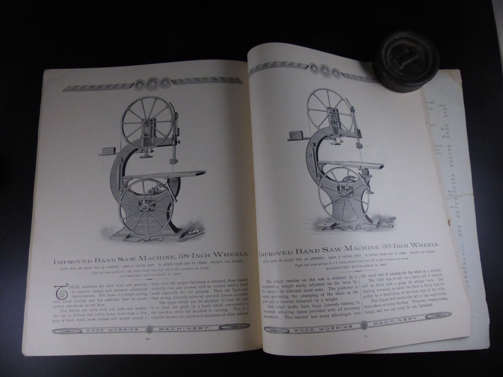 Vintage 1888 Woodworking Machinery Catalog S.A.Woods Boston 74 Pages