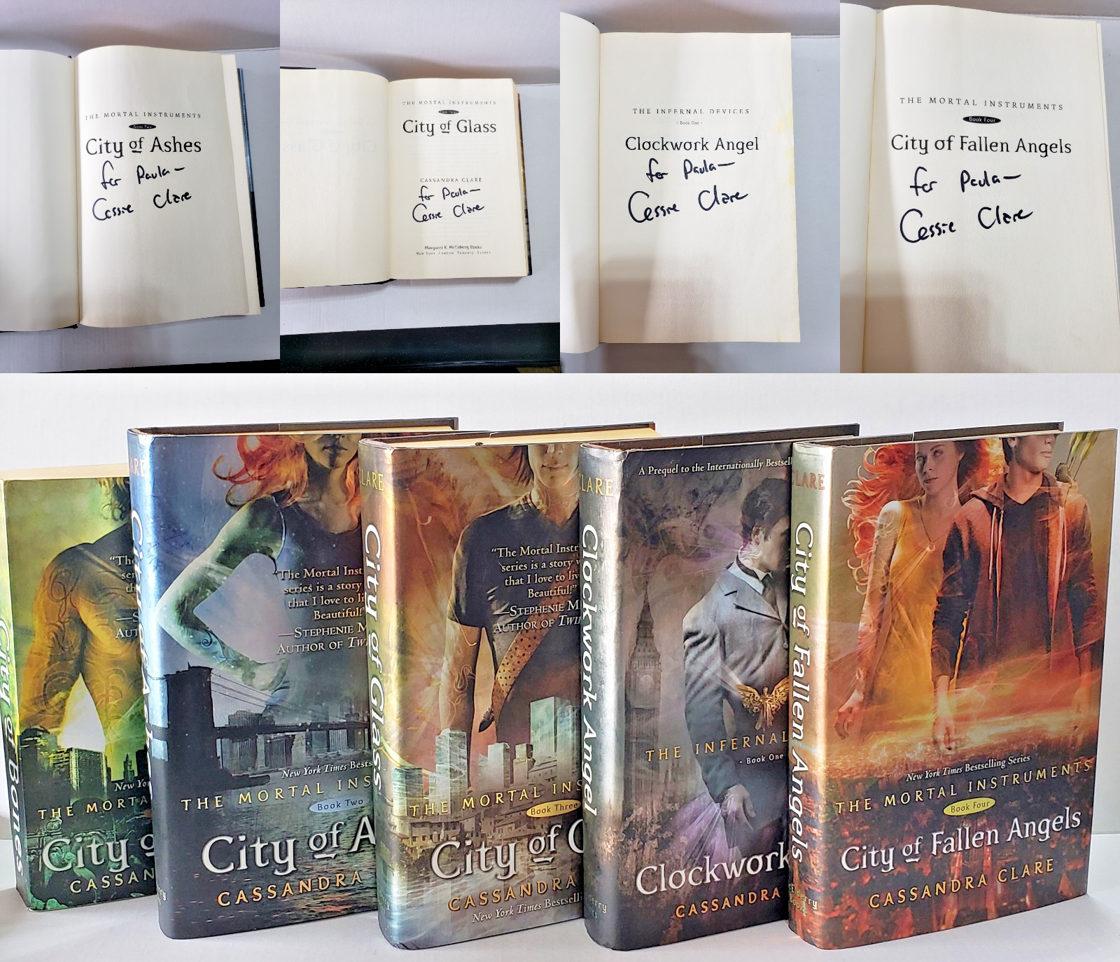 Cassandra Clare 5 Book Lot 4 SIGNED Hardcover Mortal Instruments Infernal Device