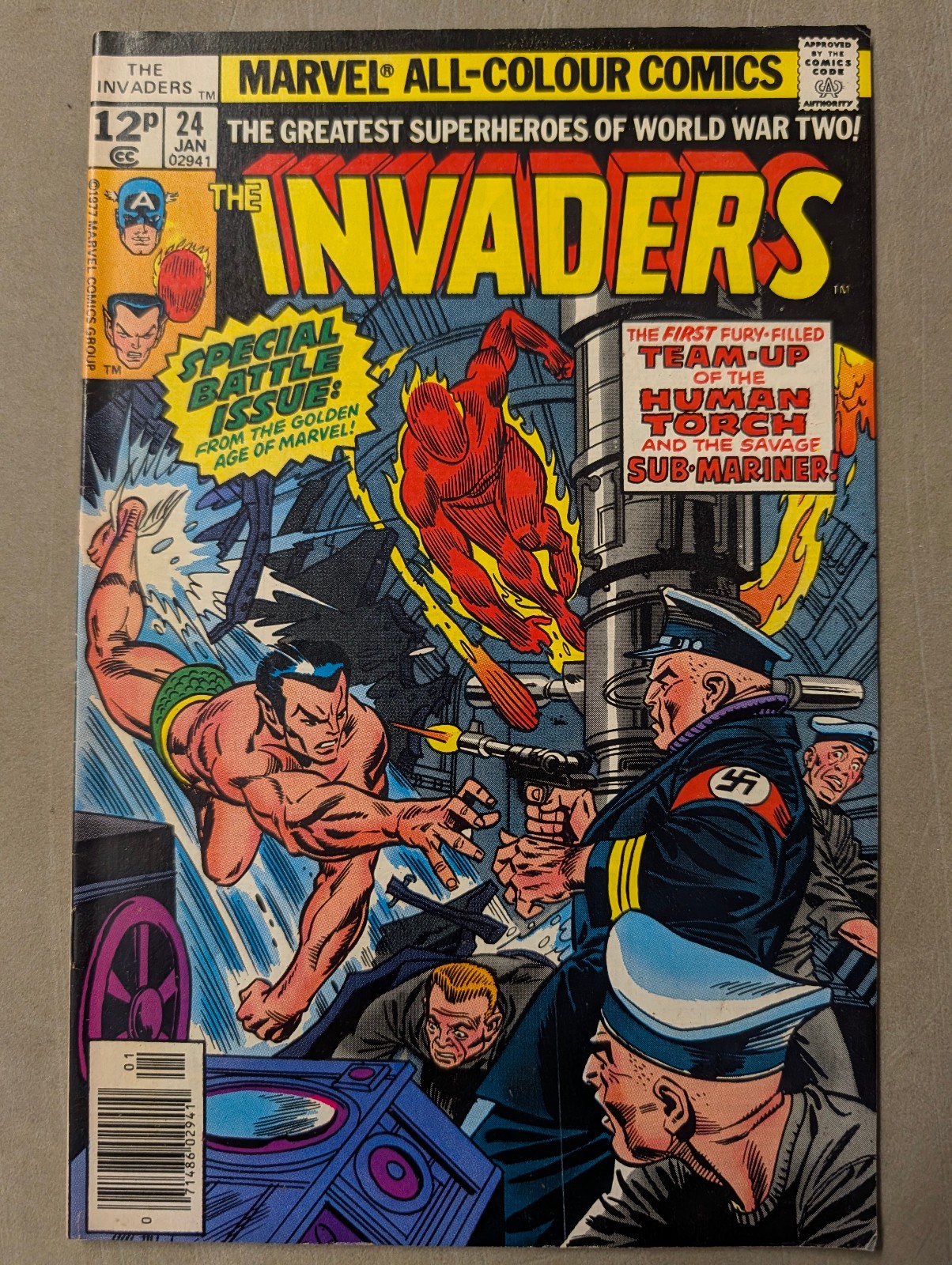 The Invaders #24, Marvel Comics, 1978 Golden Age Human Torch/Sub Mariner Team-Up