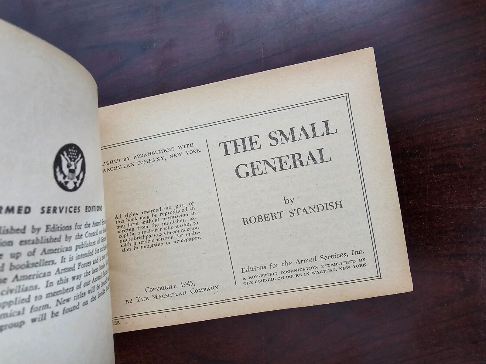 THE SMALL GENERAL by Robert Standish, Armed Services Edition #1138