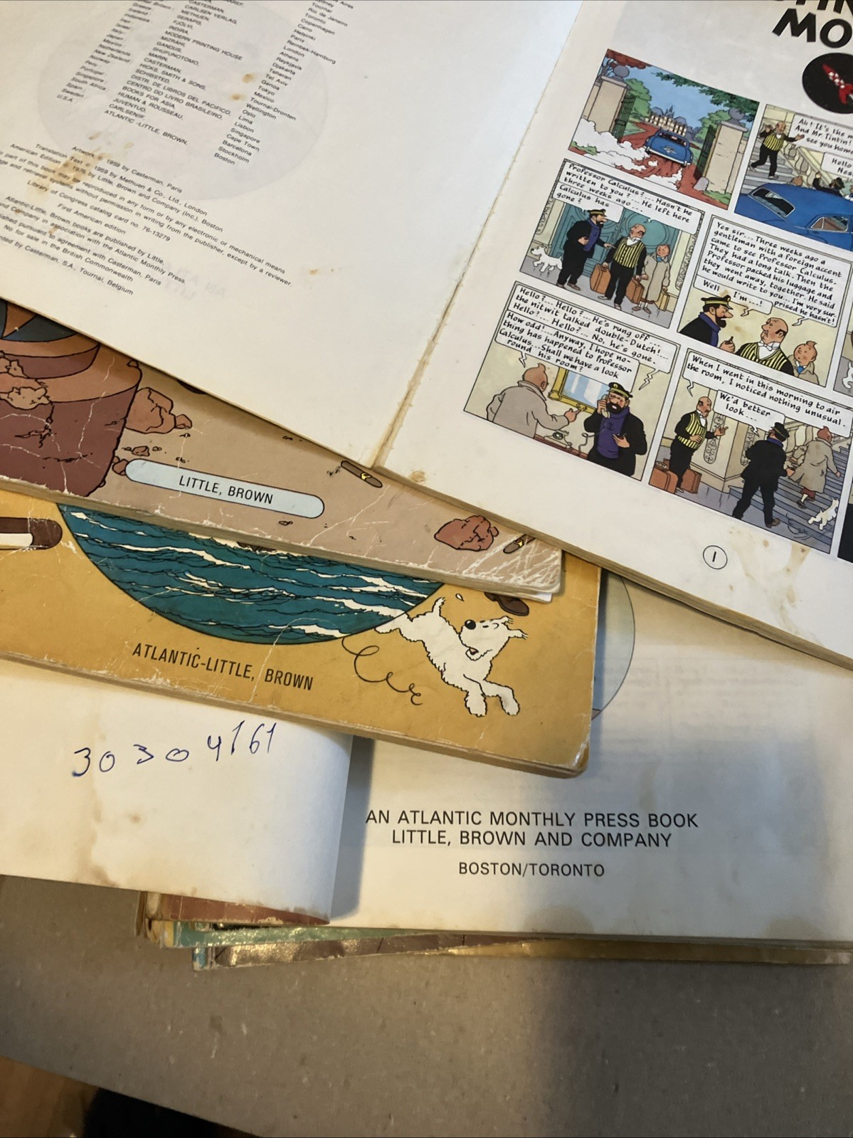 Vintage Herge Adventures of Tintin lot of 11 “AS-IS” Worn Used paperback comic