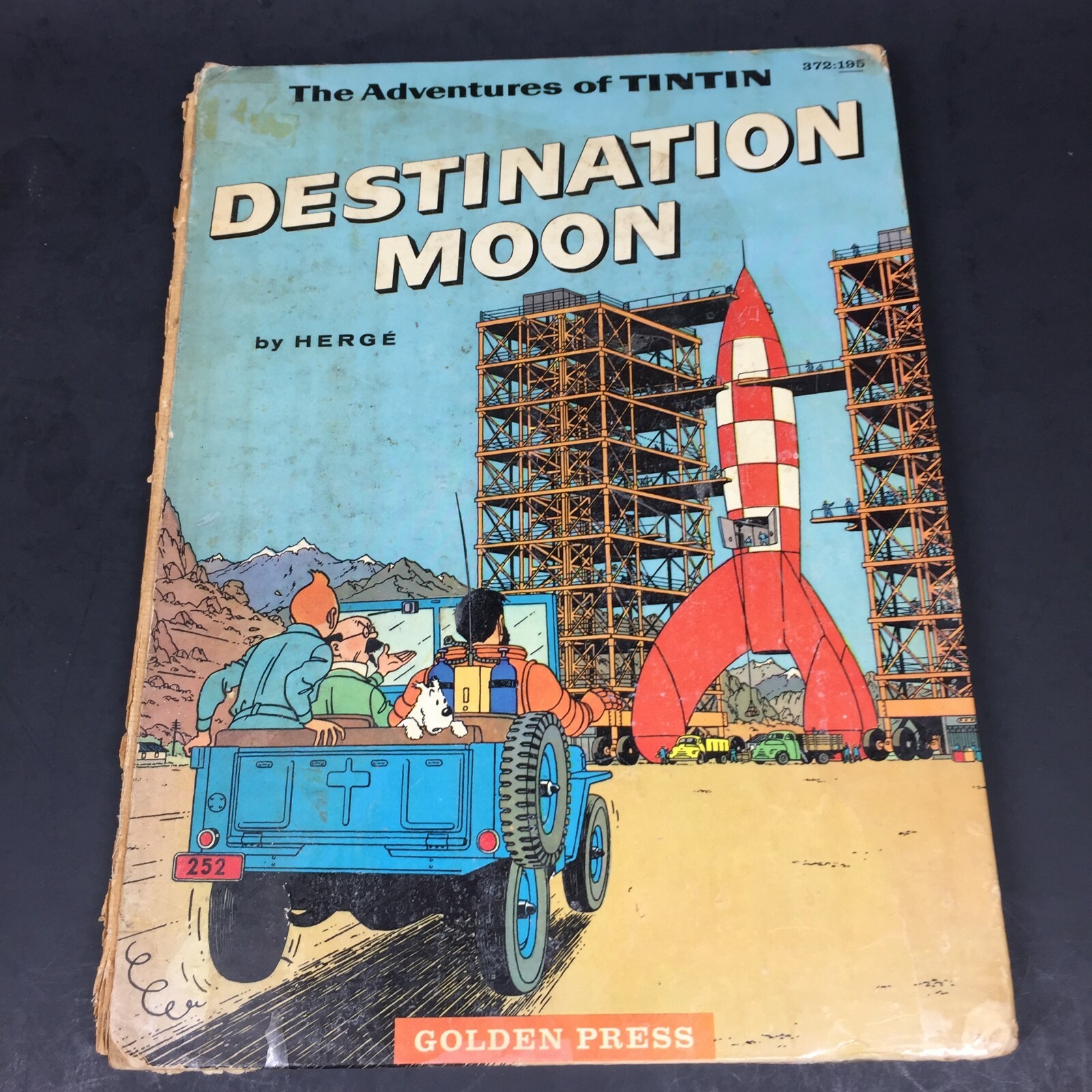 Vtg 1960 Herge Adventures of Tintin Destination Moon 1st GOLDEN PRESS Edition