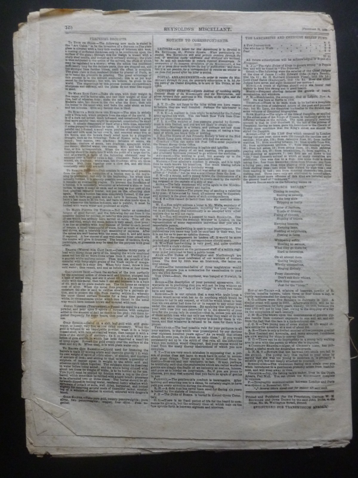 Anonymously Edited – REYNOLD’S MISCELLANY No. 768, Feb 28, 1863 – Story Paper