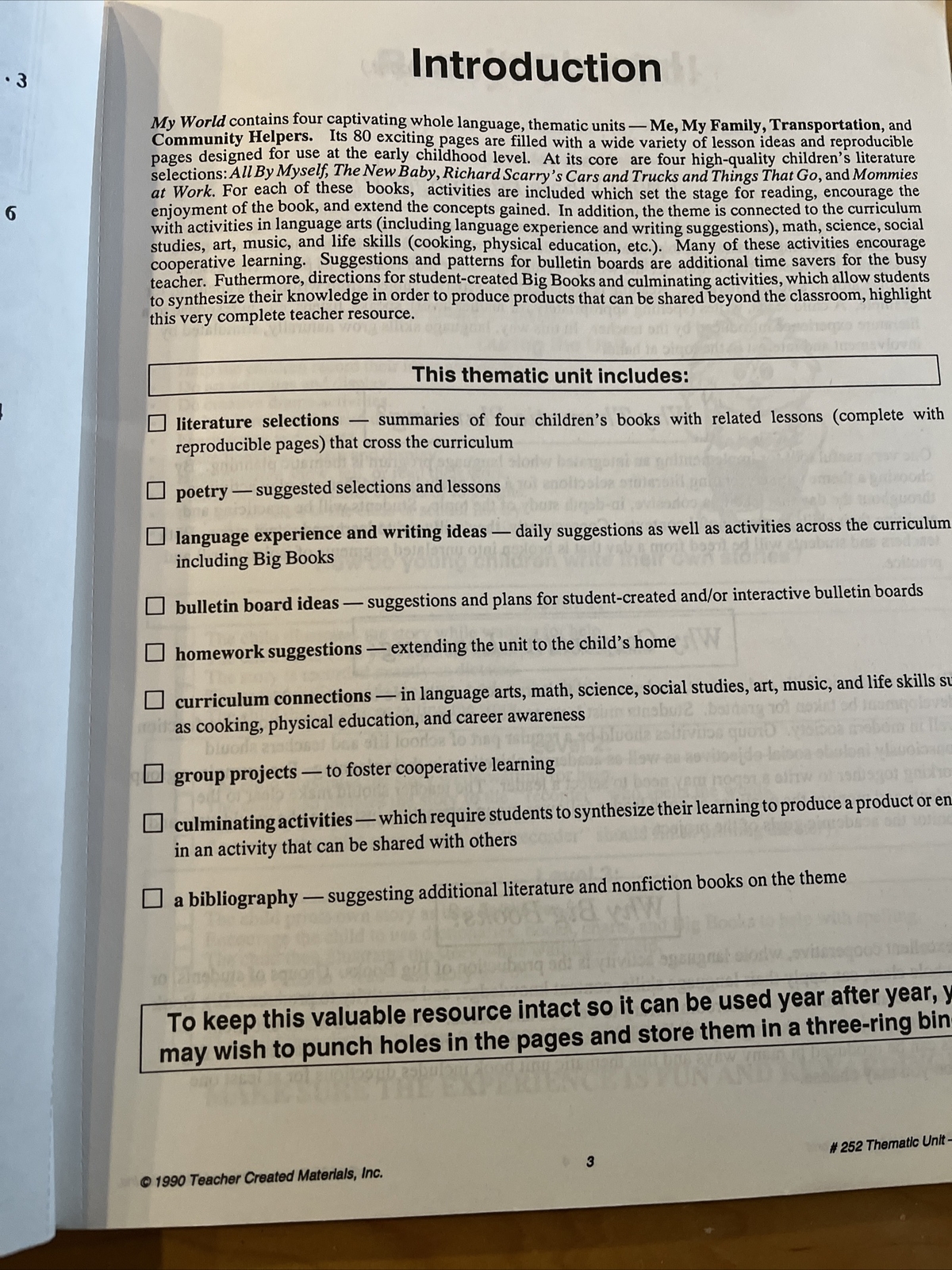 Thematic Units: MY WORLD Thematic Unit by Diane Williams – Early Childhood