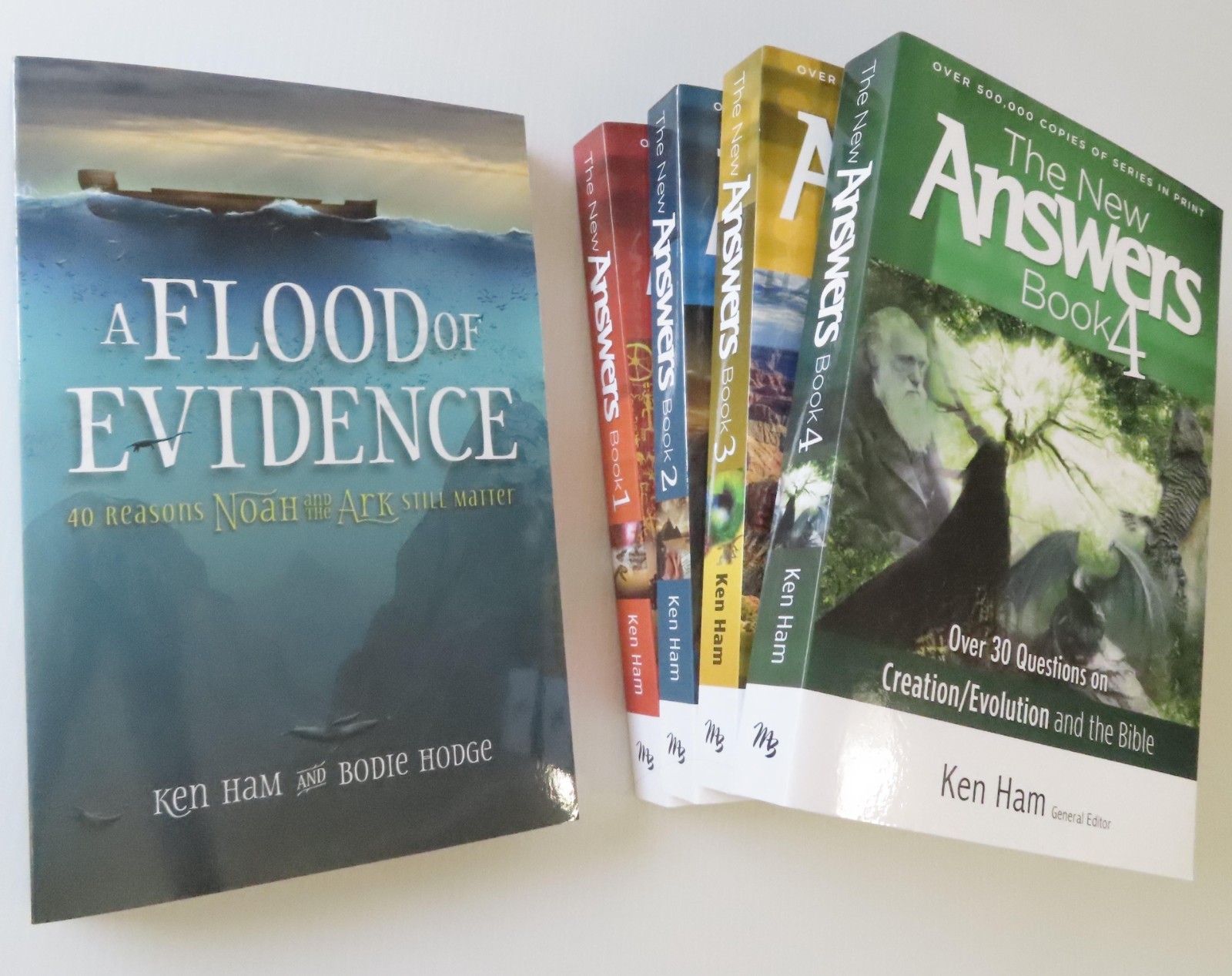 Lot of 5 Ken Ham Books: New Answers in Genesis 1-4; A Flood of Evidence