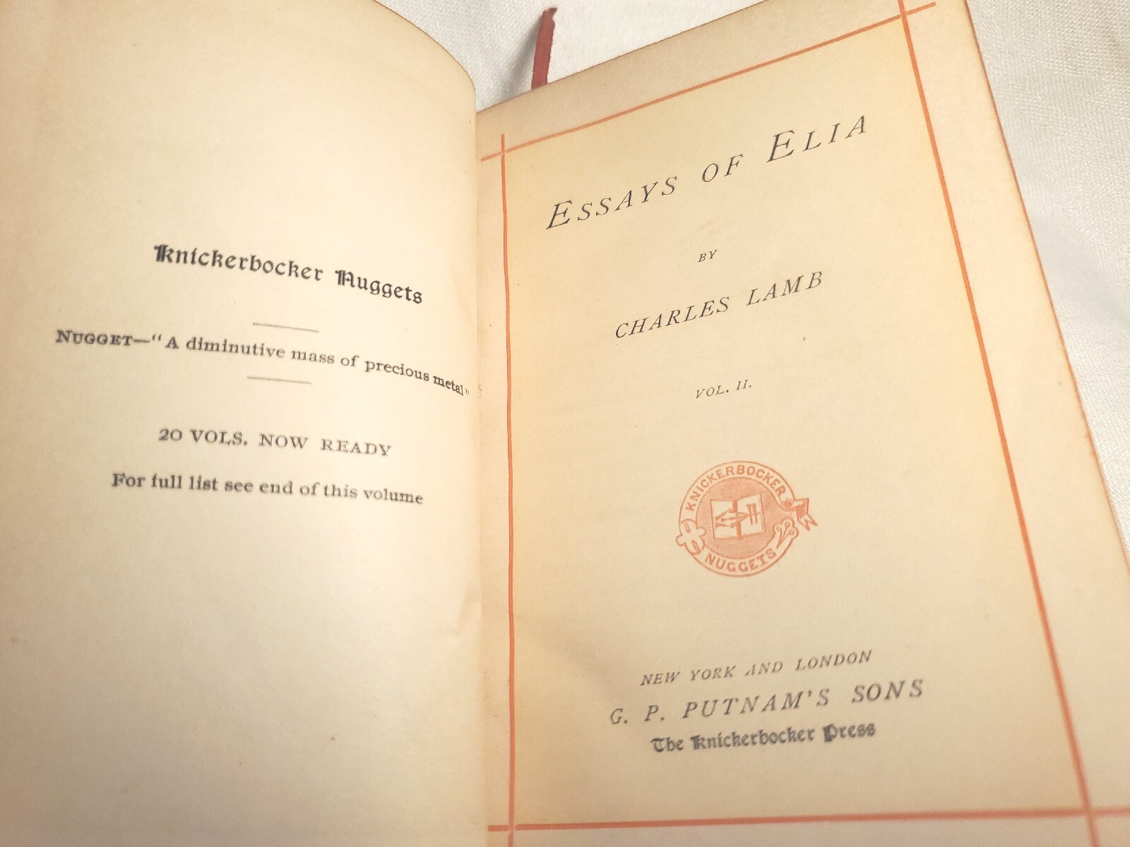 Antique Mini Book Leather Bound Essays Of Elia 1890’s Chas. Lamb Knickerbocker