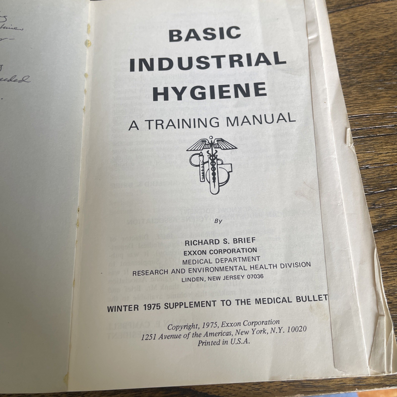 Basic Industrial Hygiene Training Manual Richard Brief SIGNED 1975 Vtg
