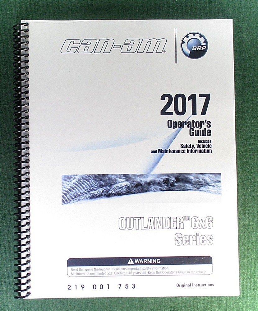 2017 Can-Am Outlander 650 6X6 Owner’s Manual: 204 Pages & Protective Covers!