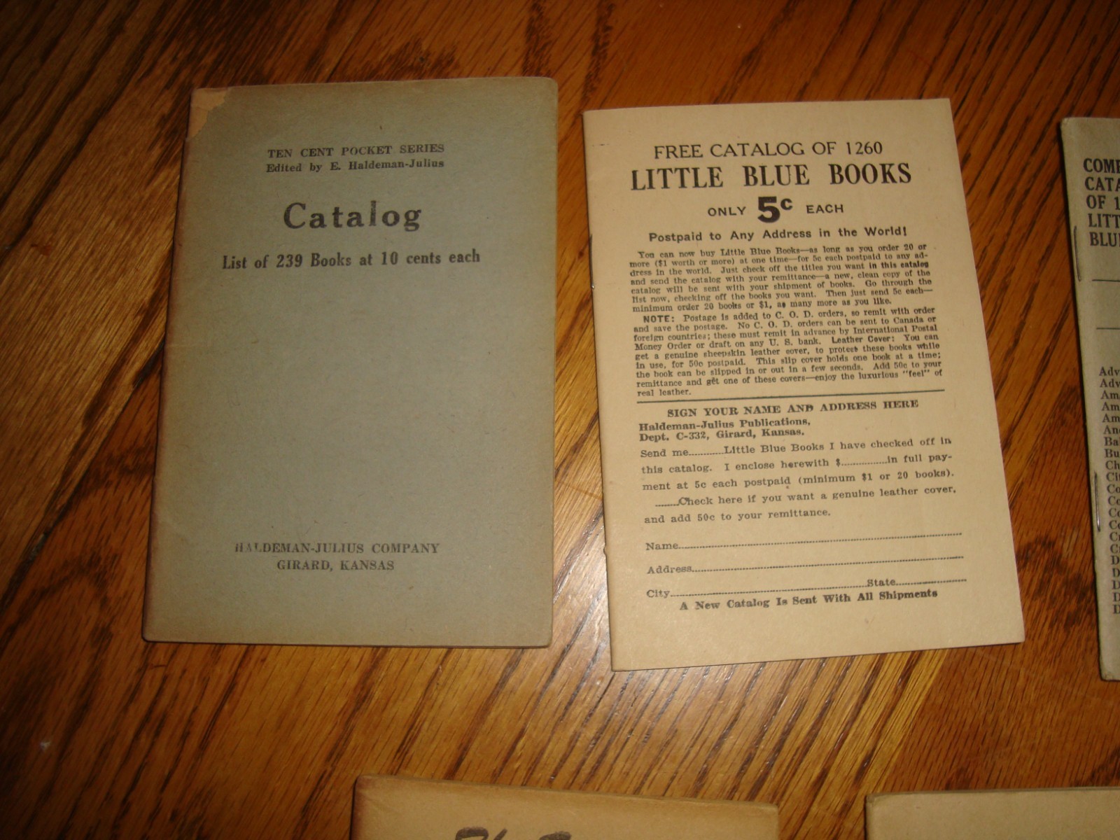 1920’s FIVE different Little Blue Book catalogs, VG condition