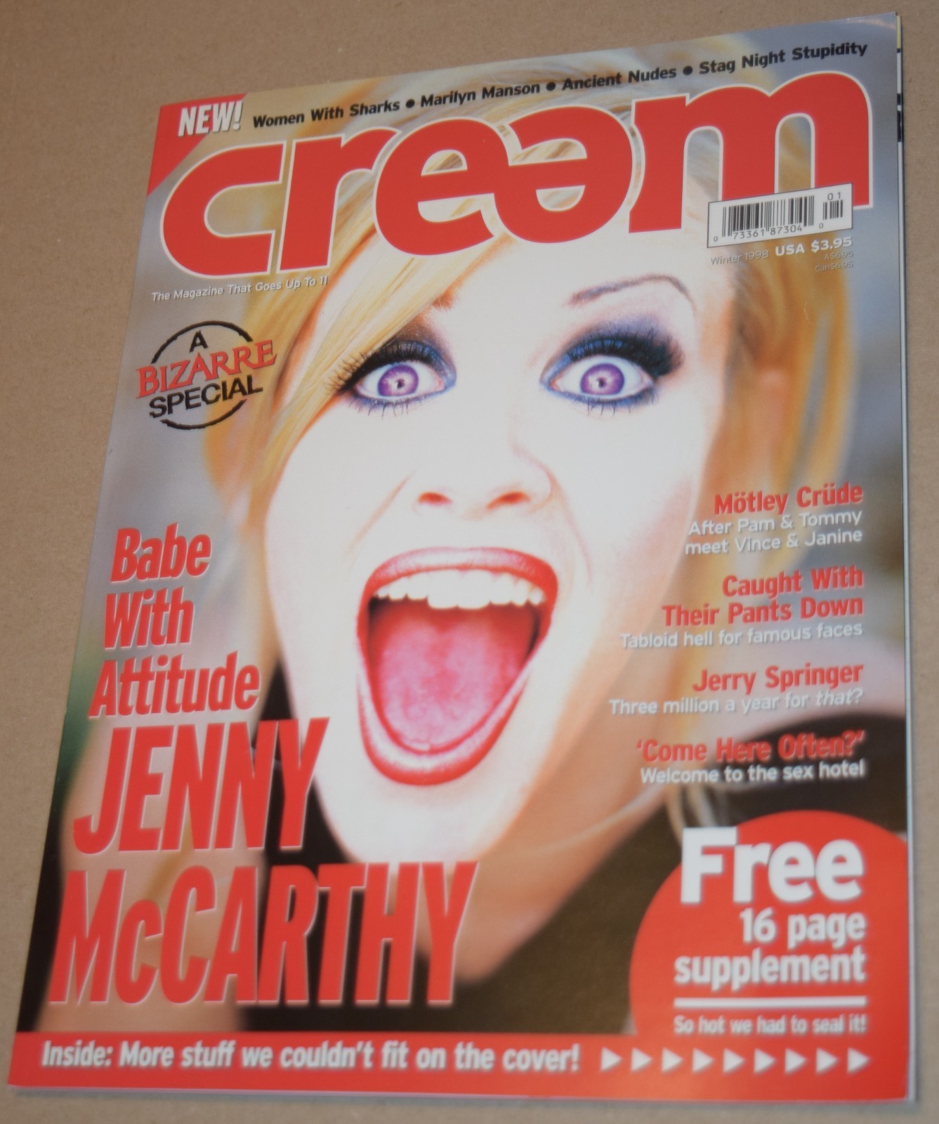 CREAM MAGAZINE – Jenny McCarthy – Winter 1998 – A Bizarre Special w/ Supplement
