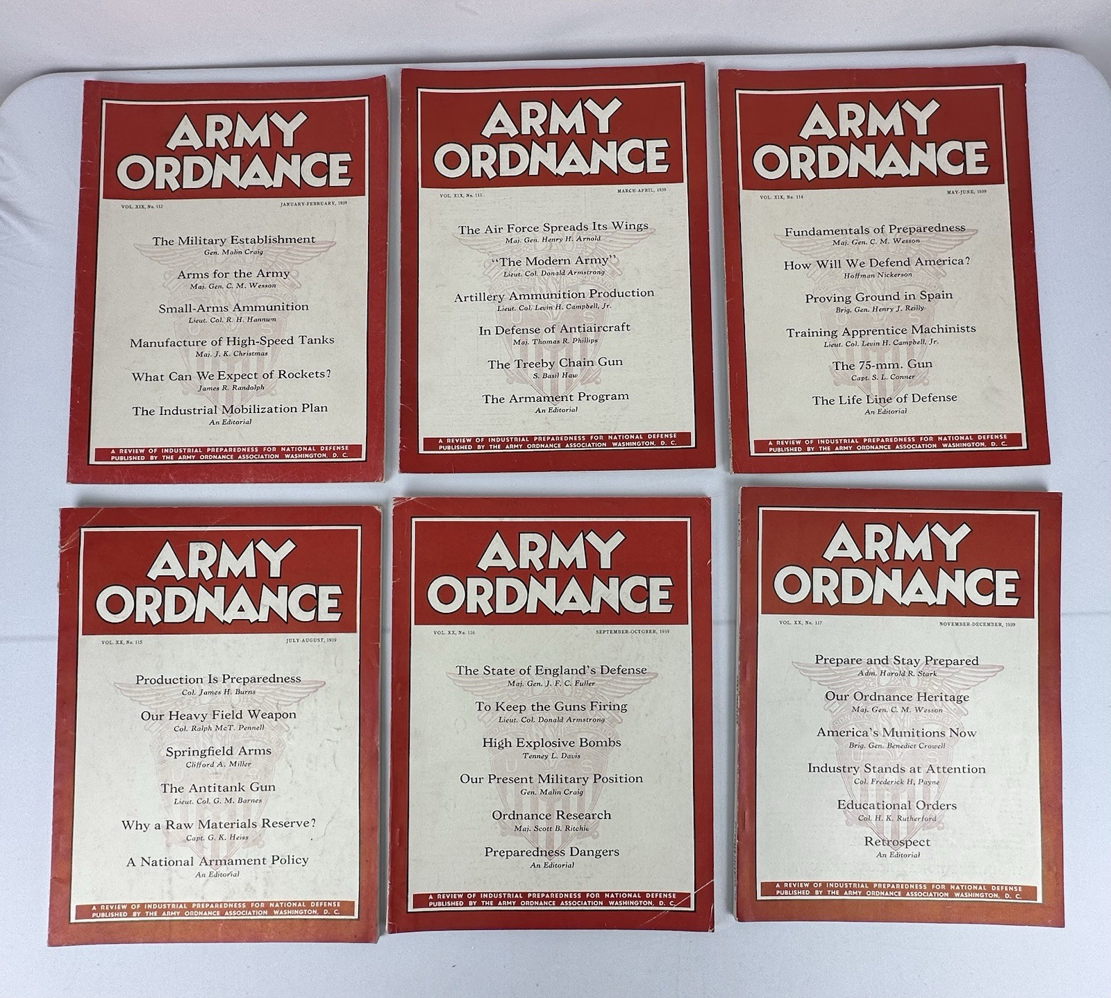 Vintage Army Ordinance Magazines 1939 Full Year