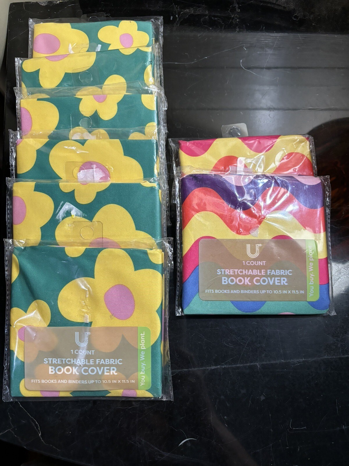 Lot Of 8 Stretchable Fabric Book Cover, Fits Up To 10.5 IN X 11.5 IN