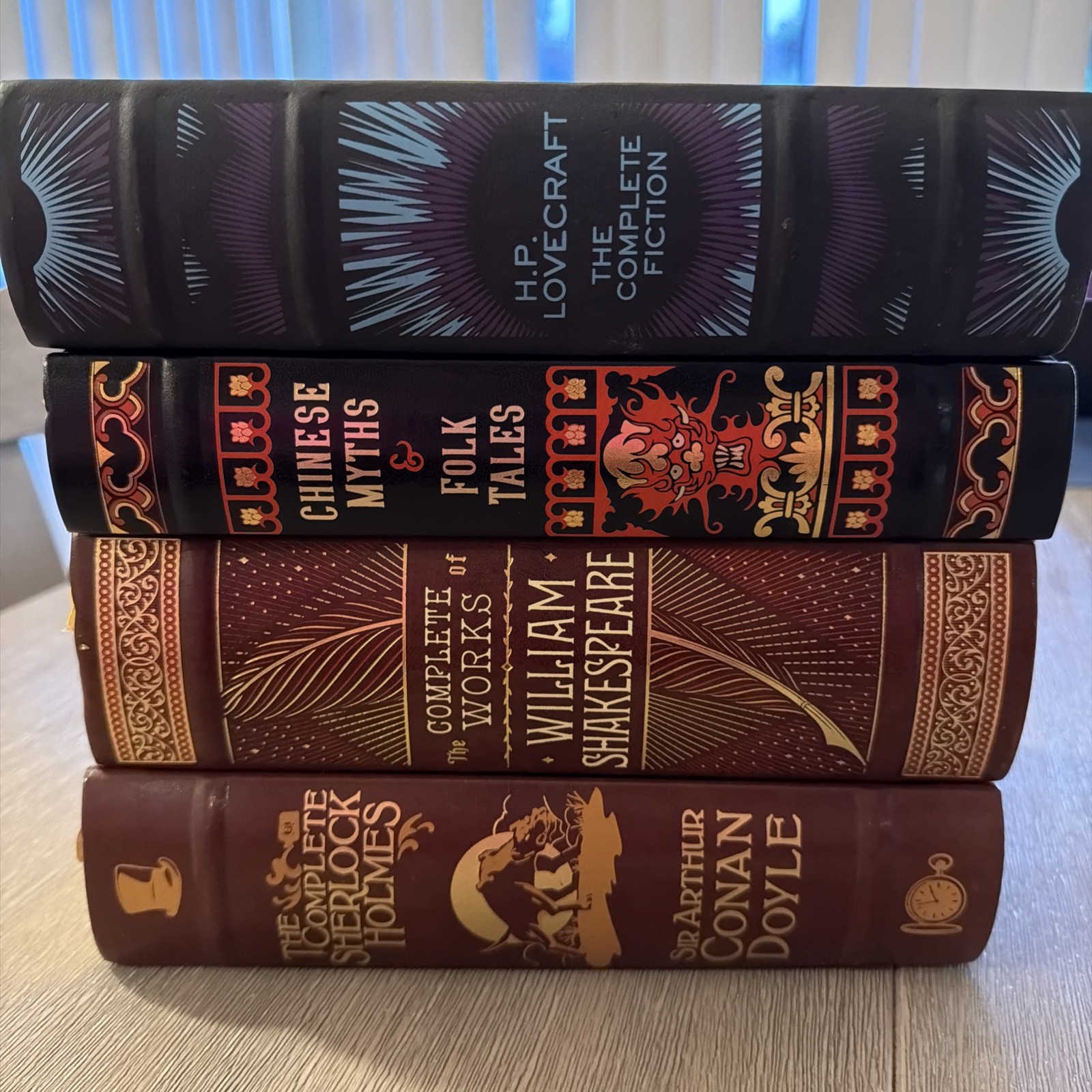 Leather bound Classics Set Barnes & Noble (4)-Holmes, Shakespeare, Lovecraft Etc