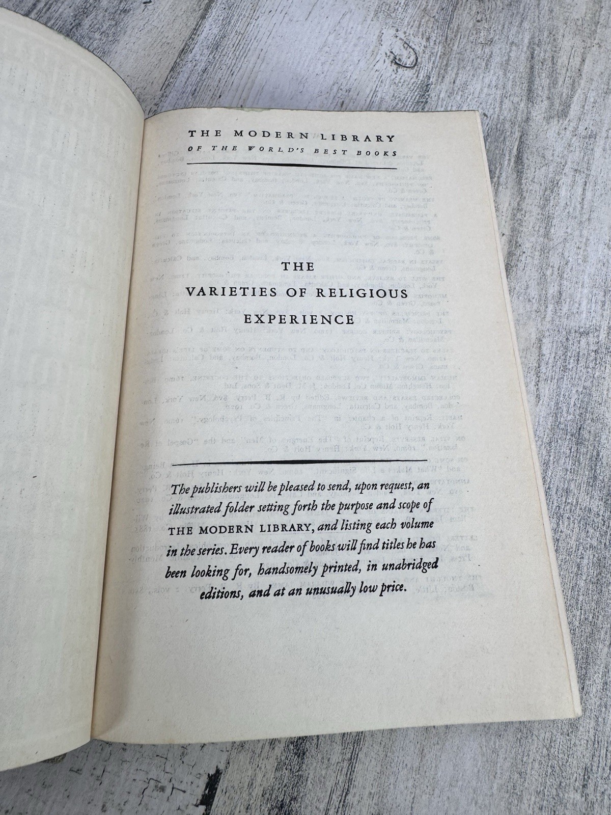 Varieties Of Religious Experience Book William James 1902 1st Edition Modern Lib