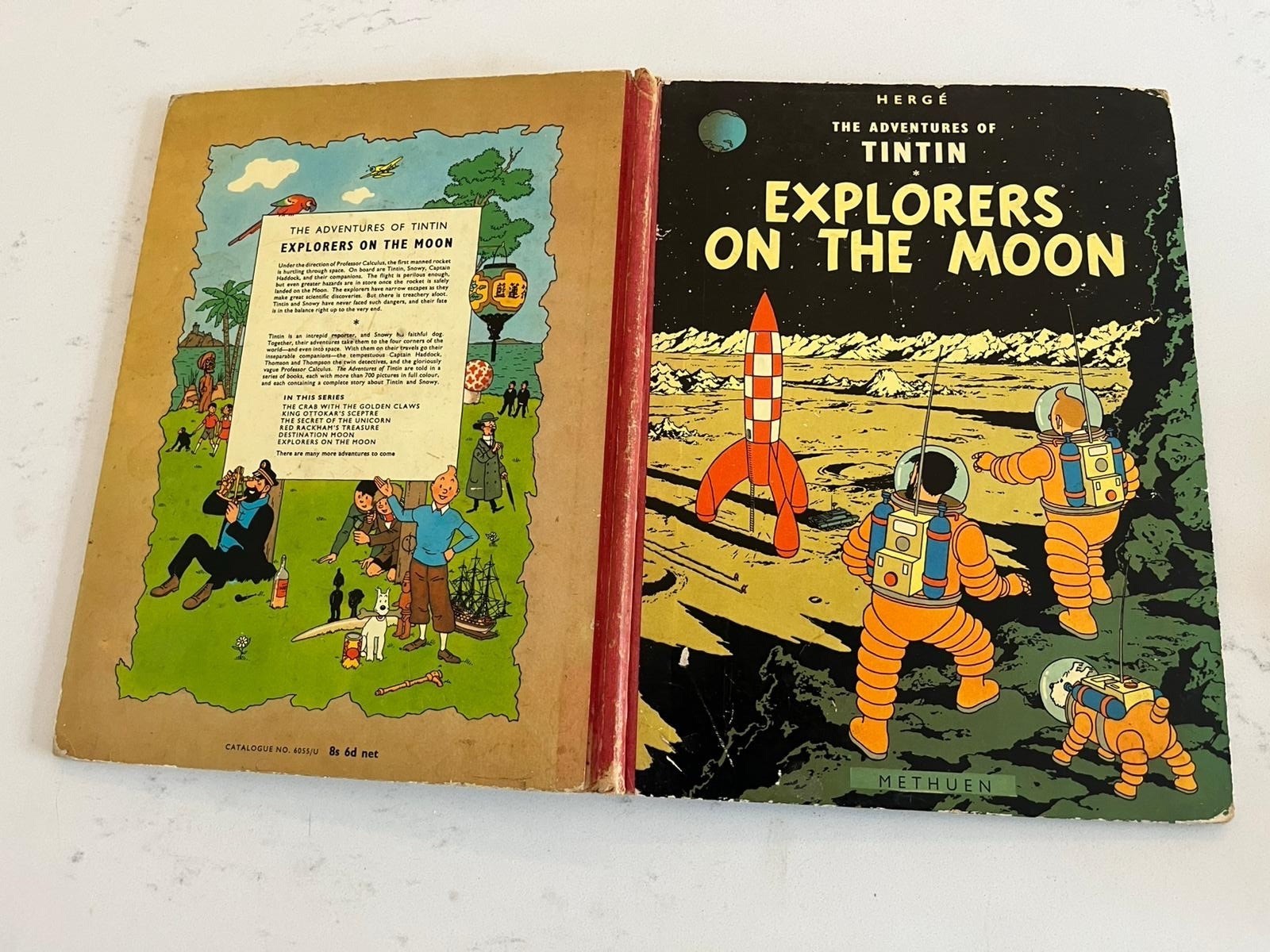 RARE Adventures of Tintin Explorers on The Moon Herge HC Book 1st Edition 1959