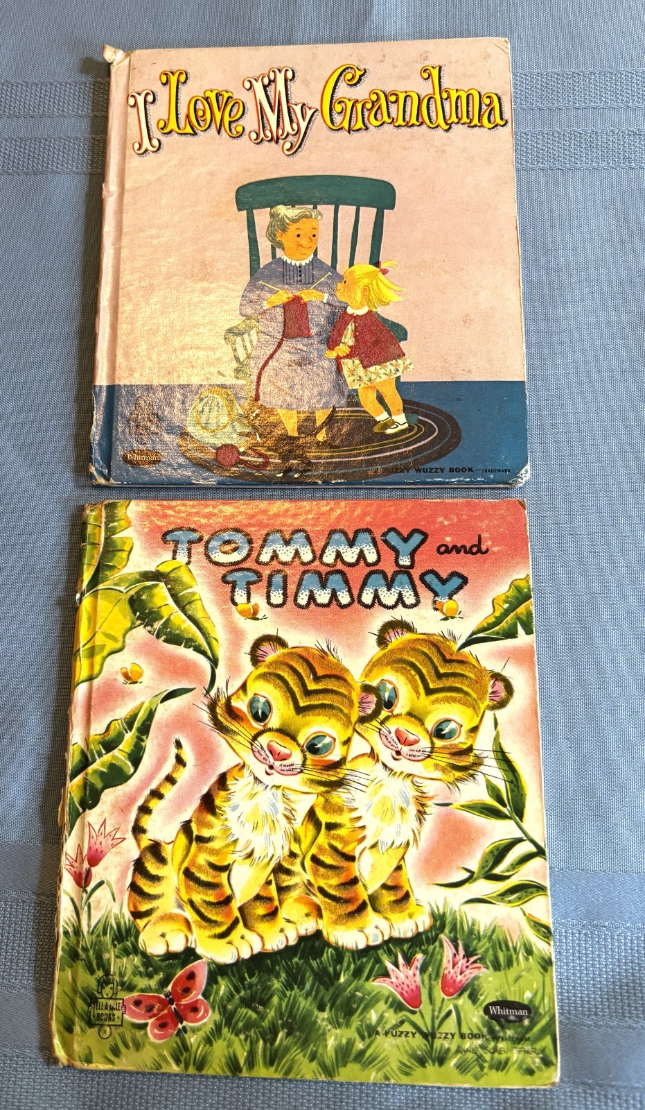 Tell-A-Tale Whitman Fuzzy Wuzzy Books 1951 Tommy & Timmy & 1960 I Love Grandma
