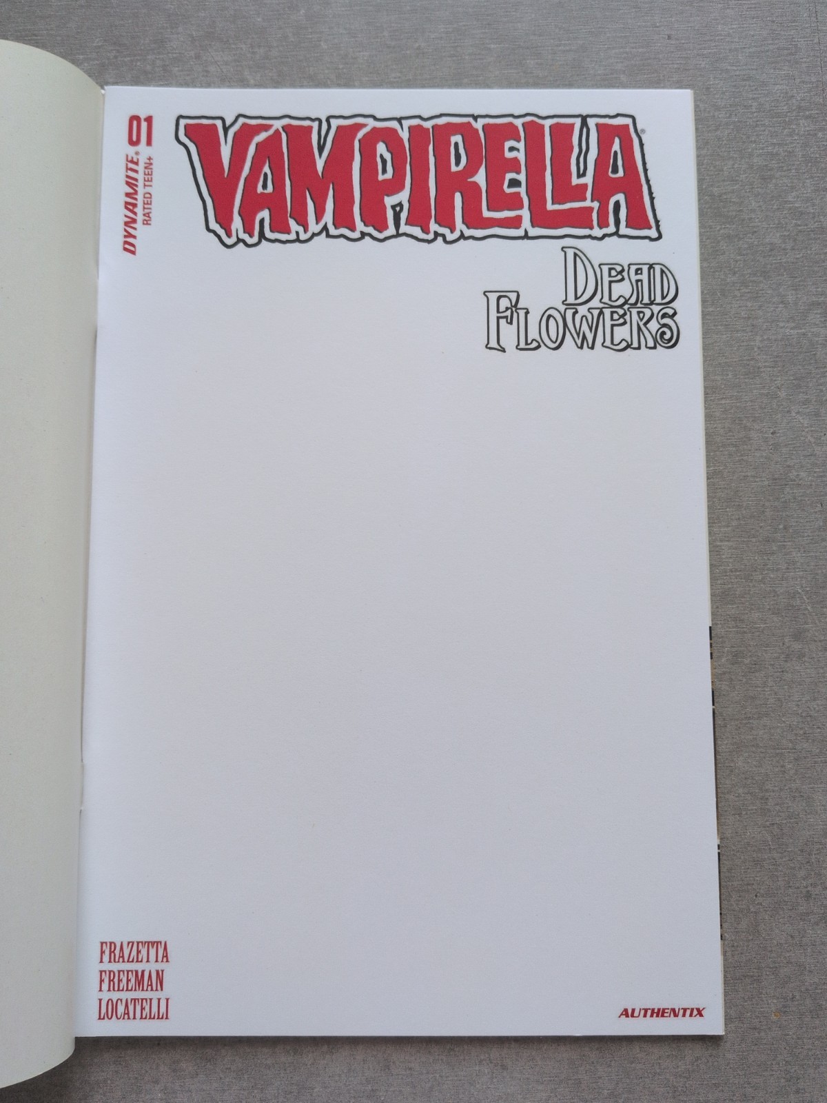 Vampirella Dead Flowers #1 Blank Authentix Variant Dynamite 2023 Frank Frazetta