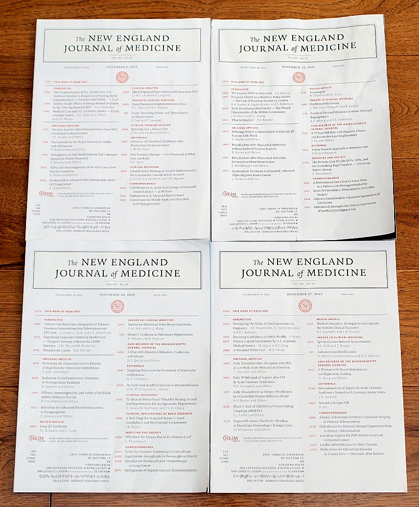 2025 Lot New England Journal Medicine Nov 6 13 20 27 Vol 393 No 18 19 20 21 NEJM