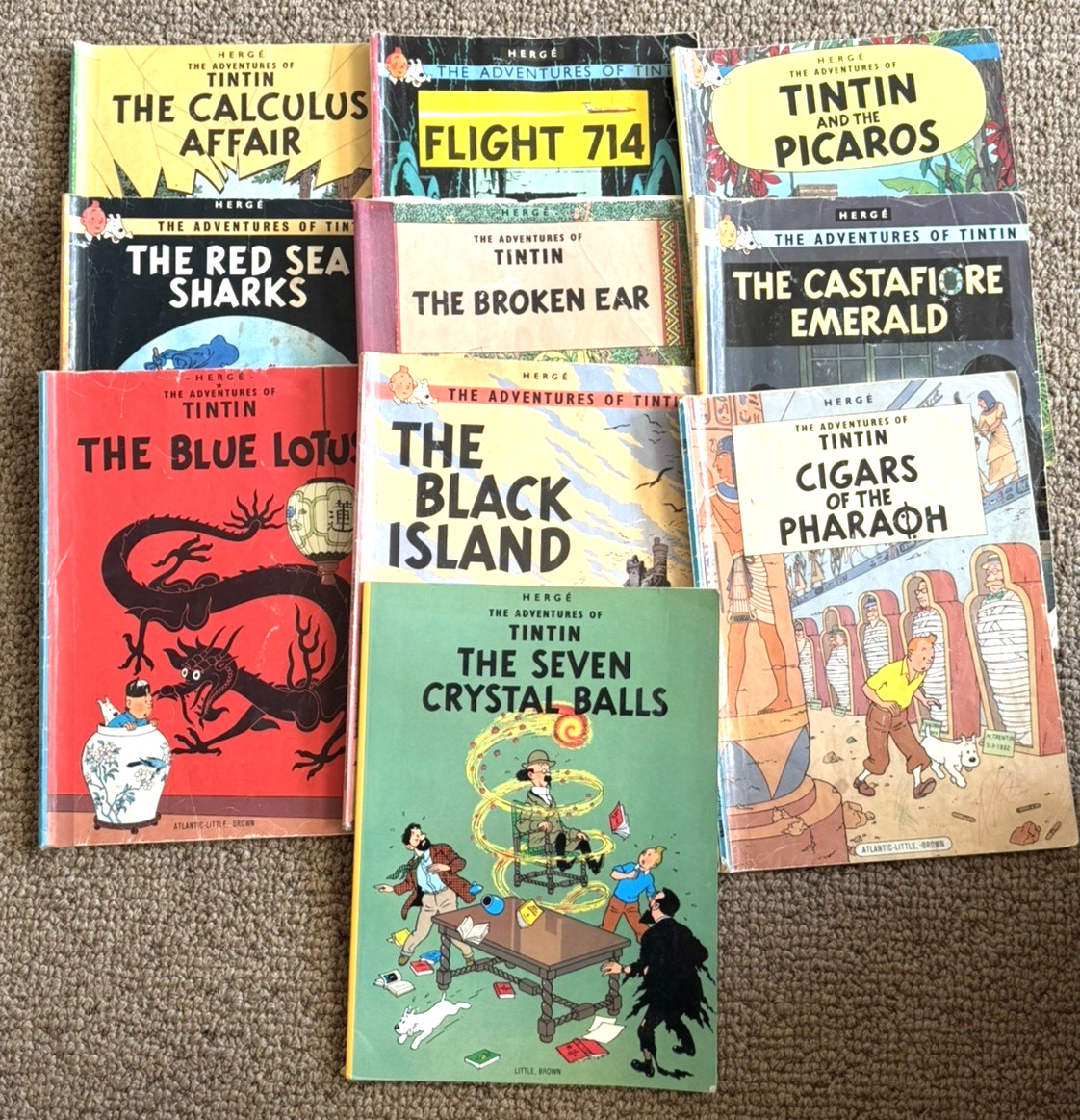 Lot of 10 The Adventures Of Tintin By Herge Comics Paperback Graphic Novels