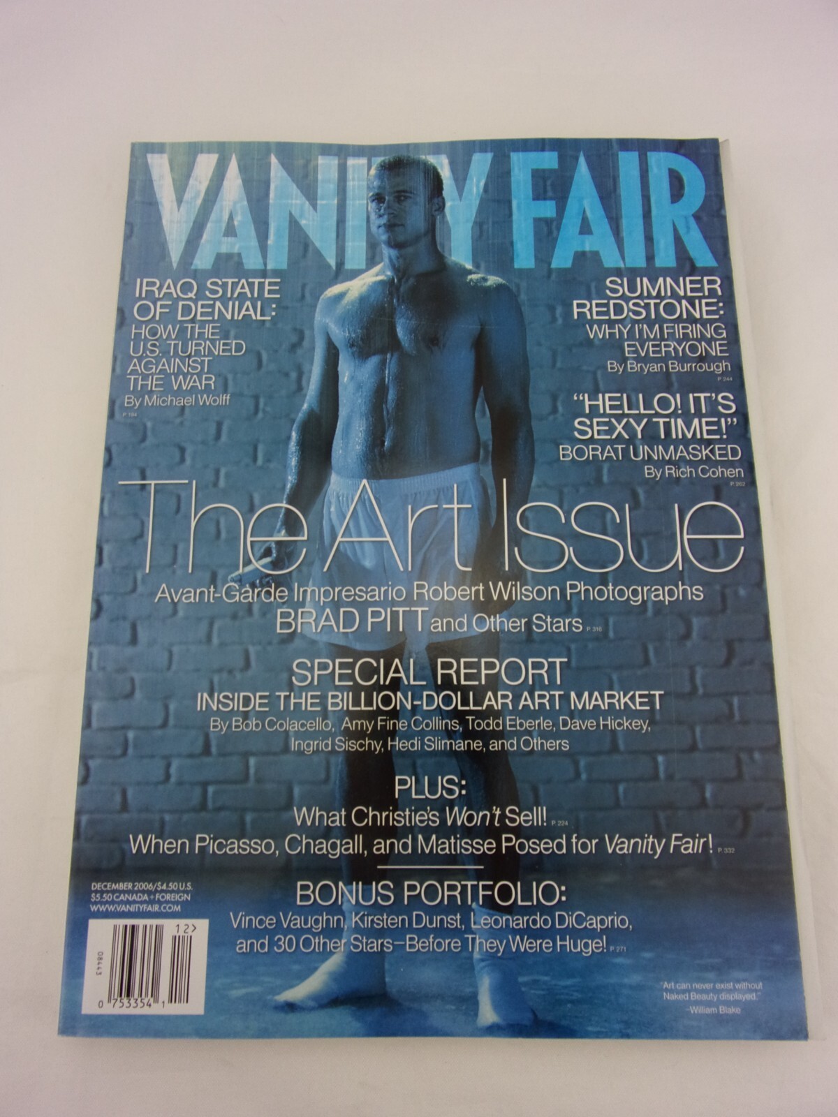 Vanity Fair Magazine The Art Issue 556 December 2006 Brad Pitt