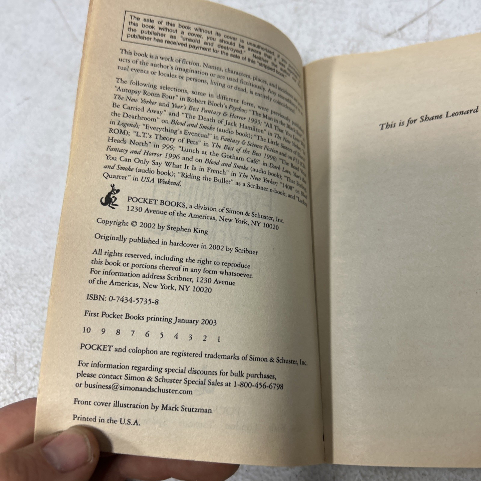 Everything’s Eventual Stephen King 2003 First Pocket Books Edition Horror