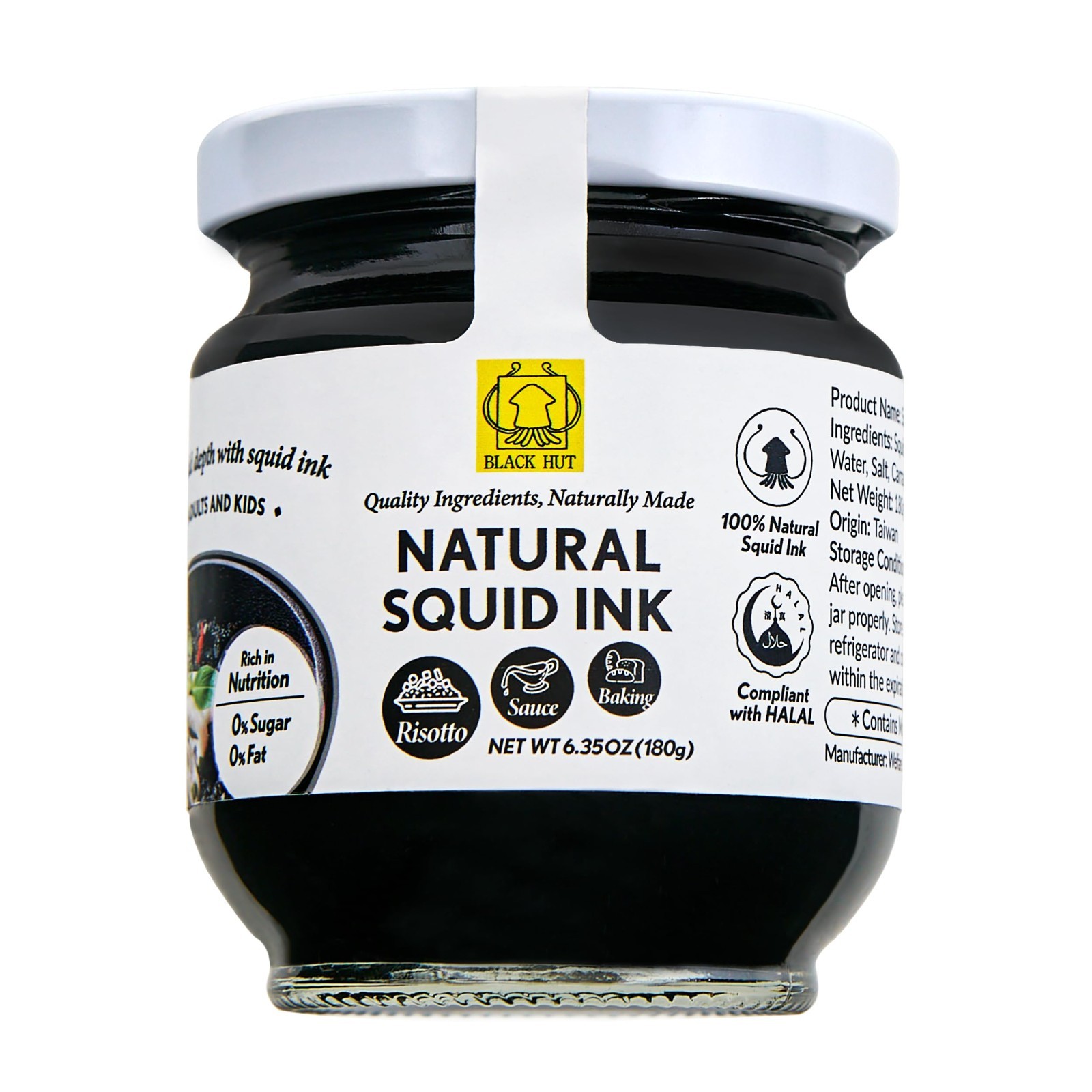 6.4oz Squid Ink for Cooking, Pasta, Rice Noodles, Pizza & Risotto – Halal Certif