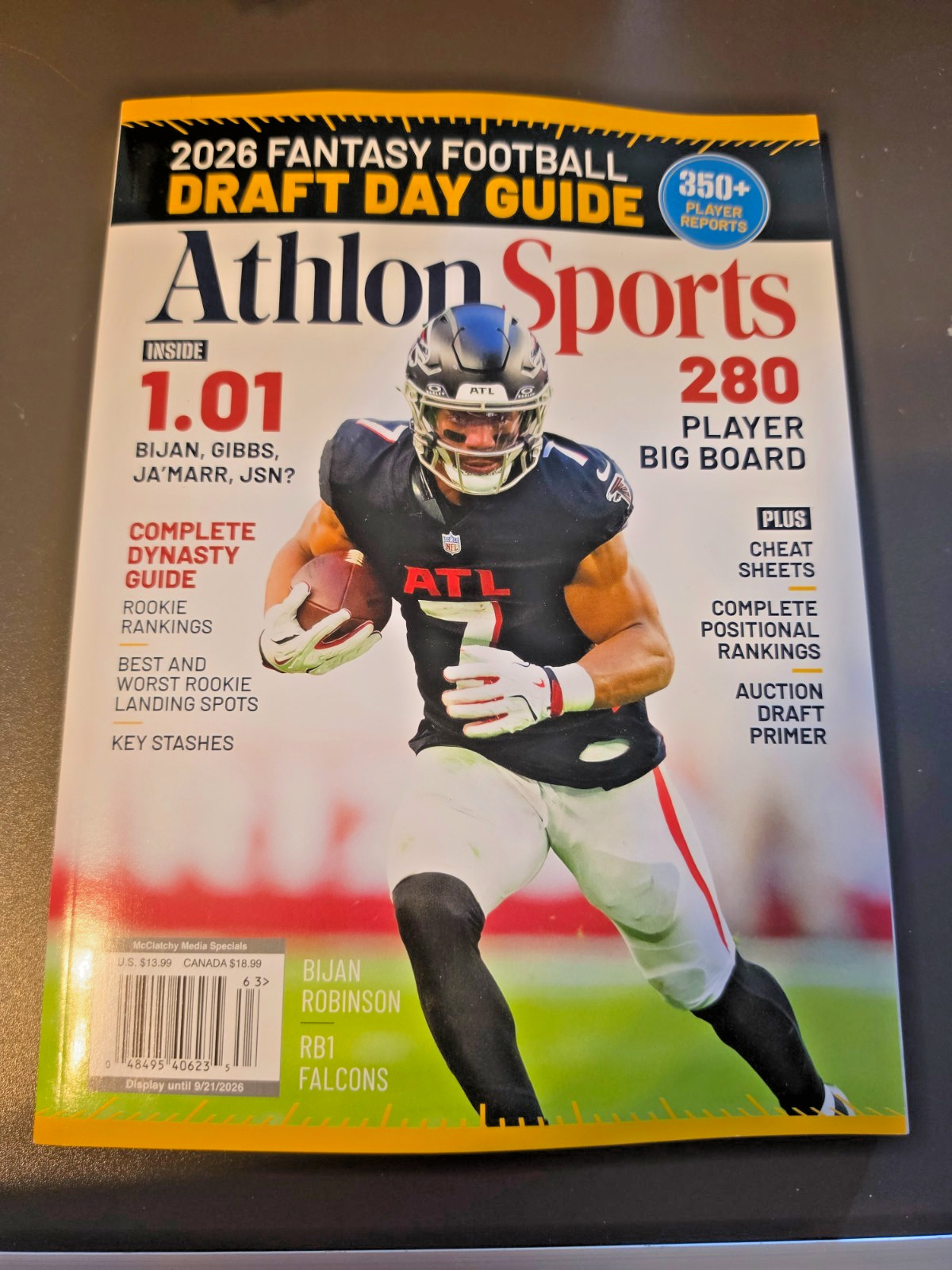 2026 Fantasy Football Draft Day Guide by Athlon Sports – Bijan Robinson Cover