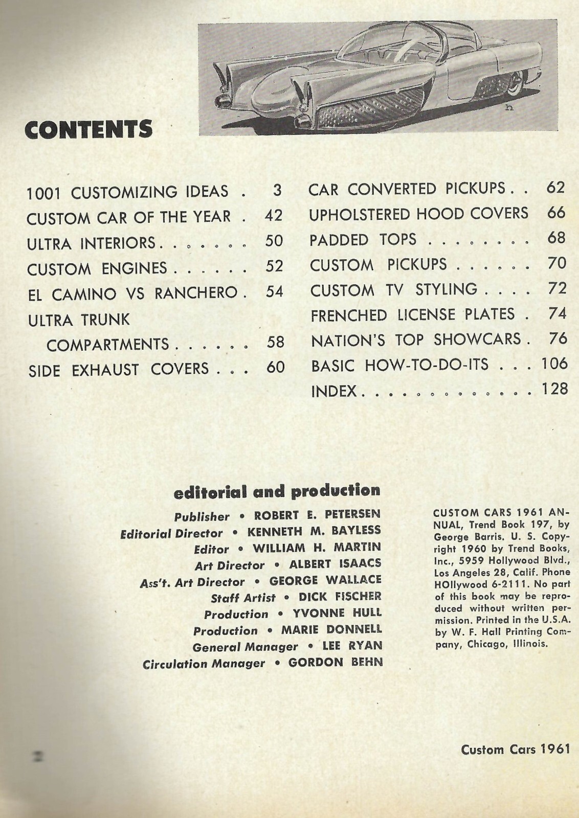 1961 Custom Cars 1961 Annual. Trend #197. 128 pages. Very rare!