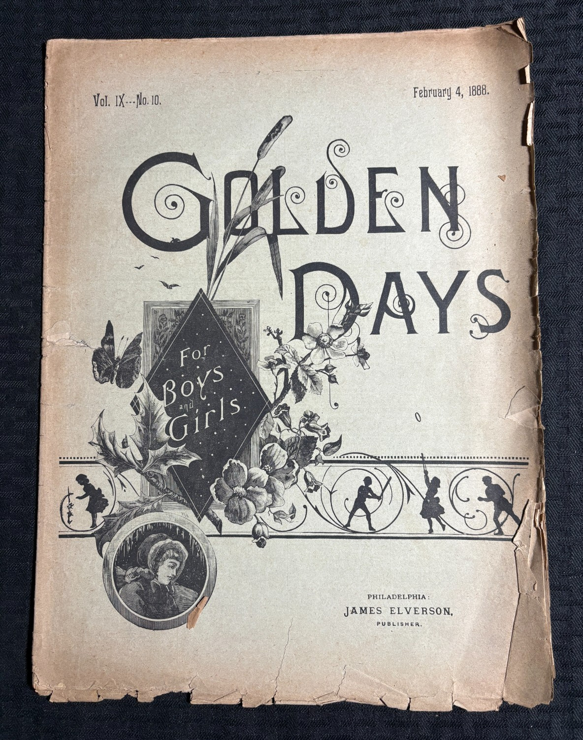 1888 Feb 4 GOLDEN DAYS for Boys & Girls Magazine GD 2.0 Little Alsatian Artist