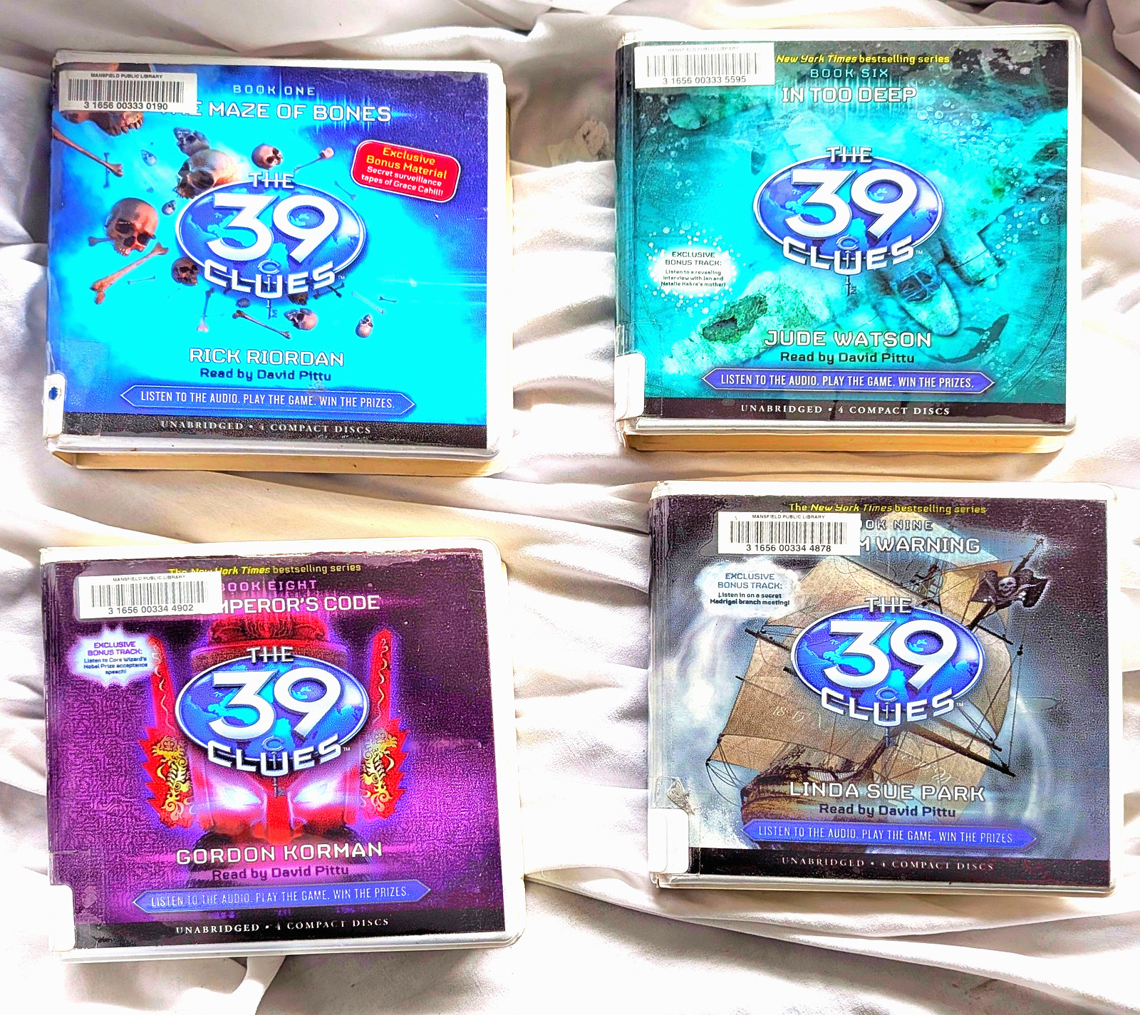 Lot🫆10🔴The 39 Clues💿Scholastic CD Audiobooks David Pittu🆓EXLIB📬Series 1 & 2