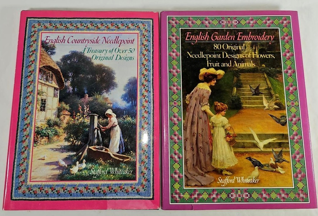 2 Books English Countryside Needlepoint & Garden Embroidery Stafford Whiteaker