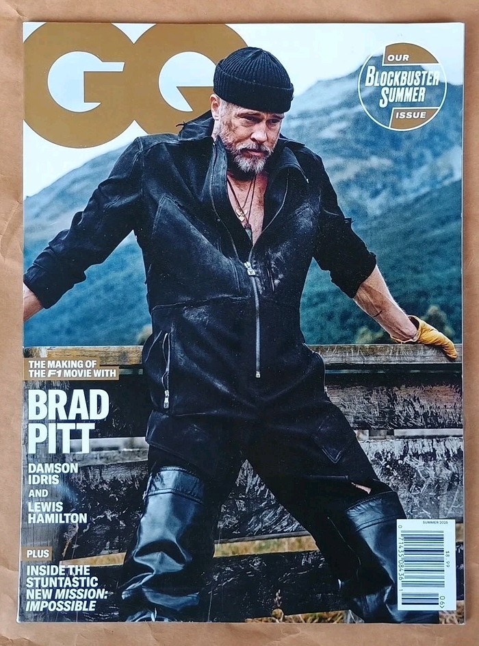 BRAD PITT Summer 2025 GQ Magazine DAMSON IDRIS / LEWIS HAMILTON F1 movie
