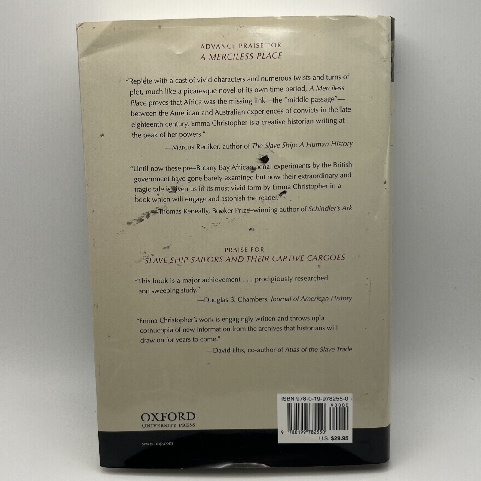 Emma Christopher:A Merciless Place,1st Edition 2011, HC DJ Oxford Univ Press