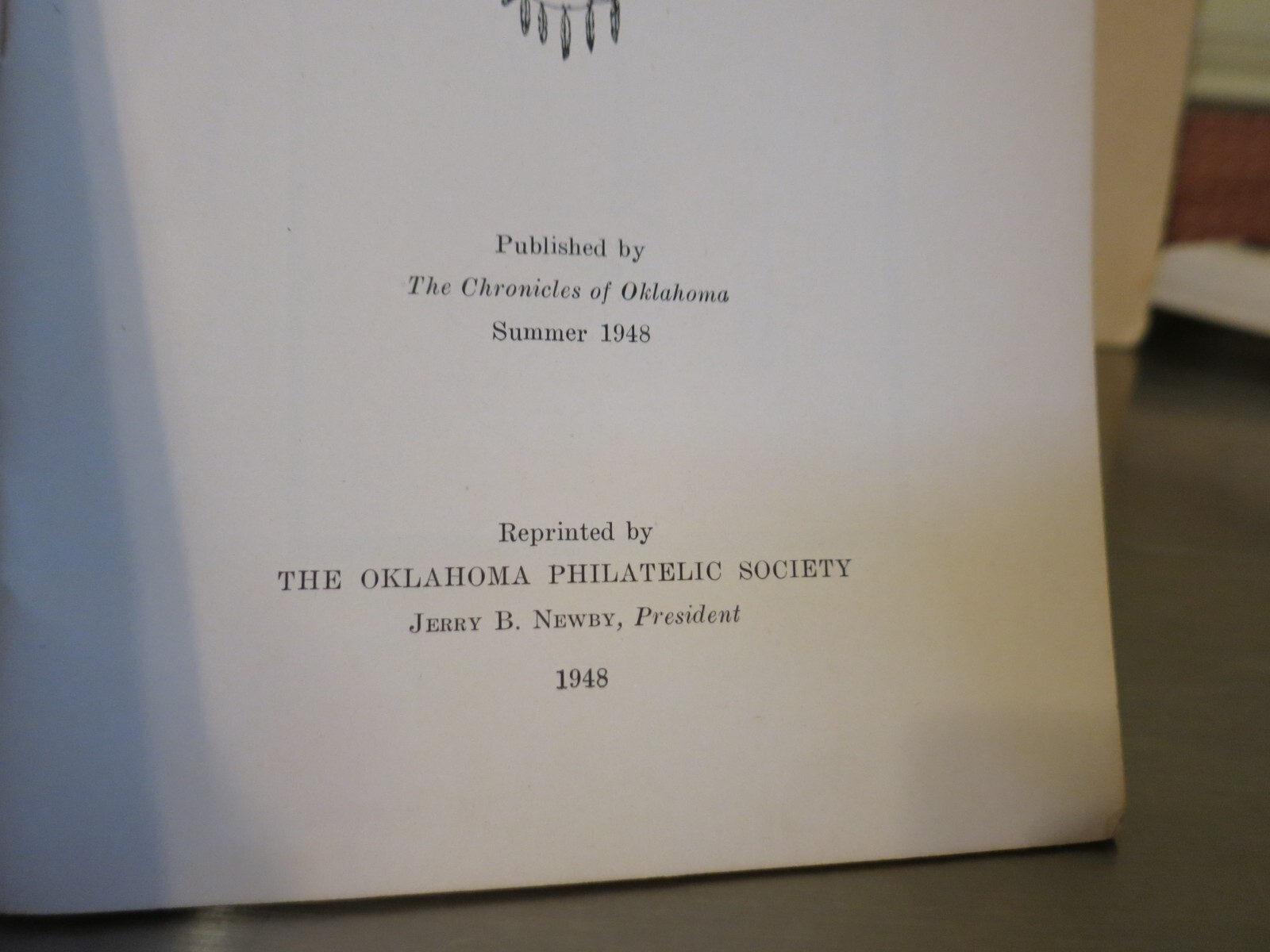 FIRST POST OFFICES WITHIN BOUNDRIES OF OKLAHOMA 1948 61 PAGES BOOKLET