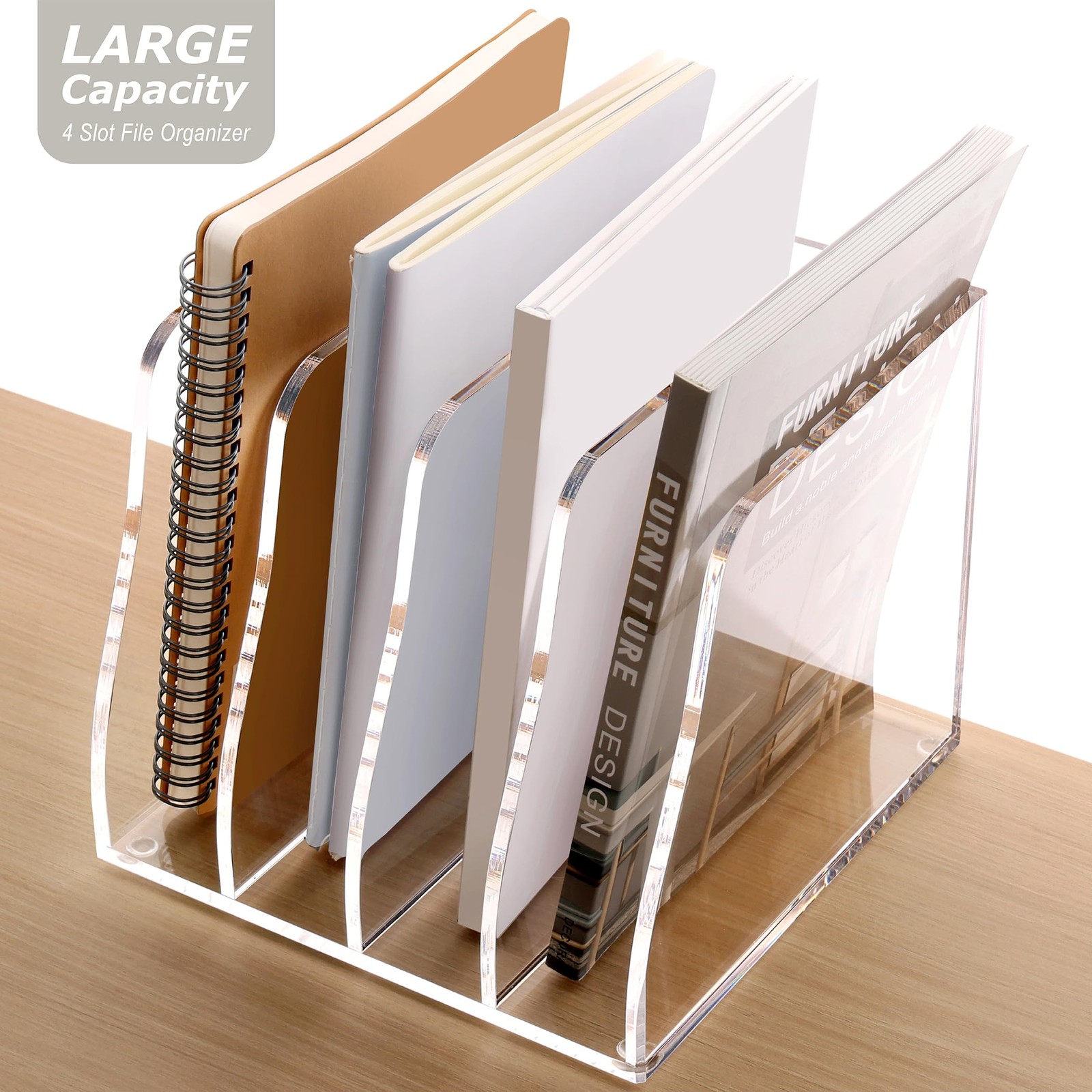 SANRUI Acrylic Desk Magazine File 7.2 x 7.7 x 6.5 inches, Transparent