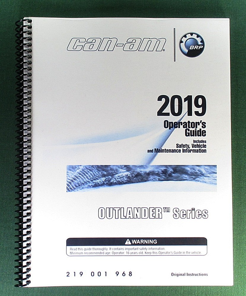 2019 Can-Am Outlander 450 Owner’s Manual: 204 Pages & Protective Covers!