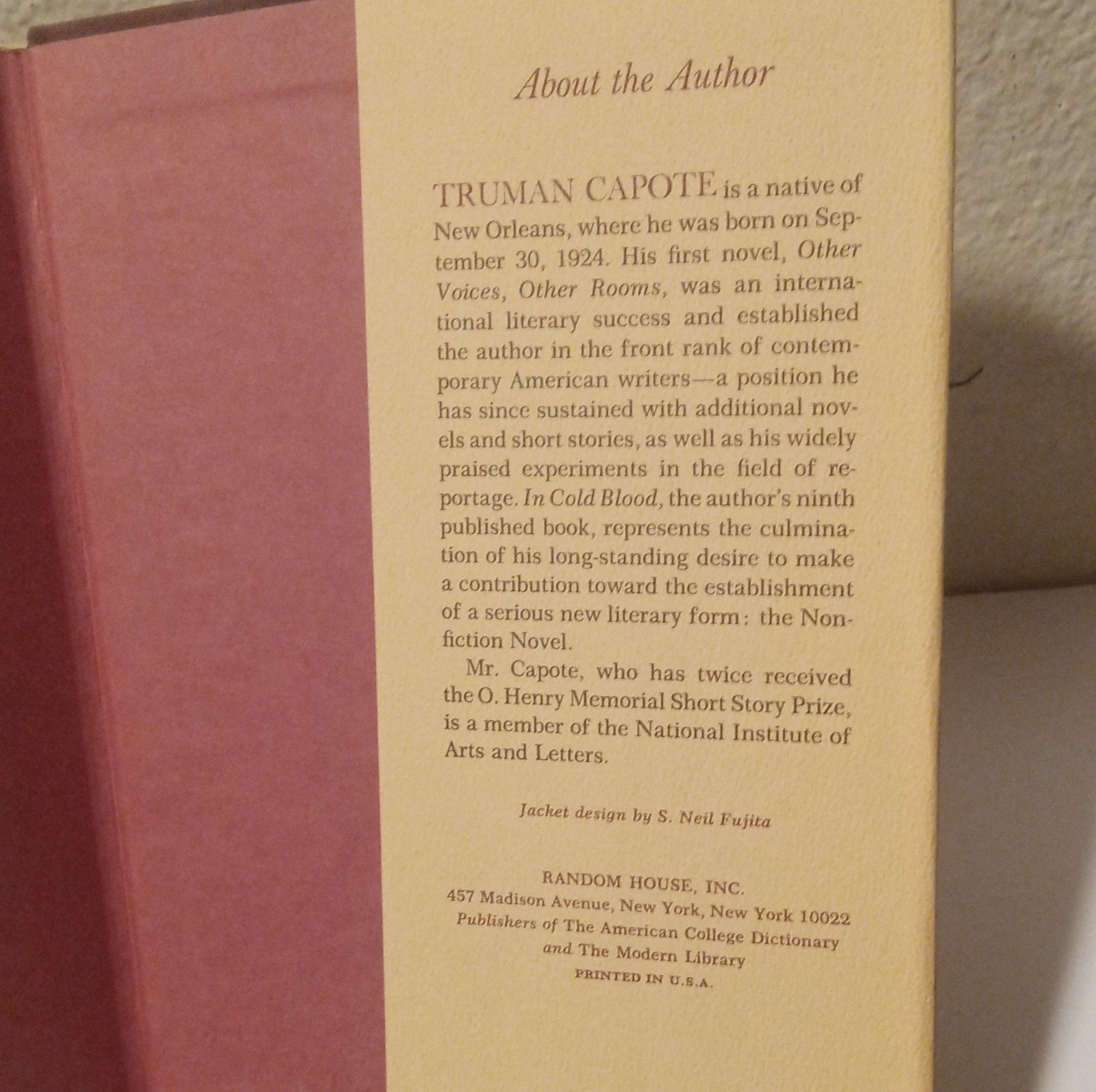 In Cold Blood Truman Capote Hardcover Random House Dust Jacket True Crime