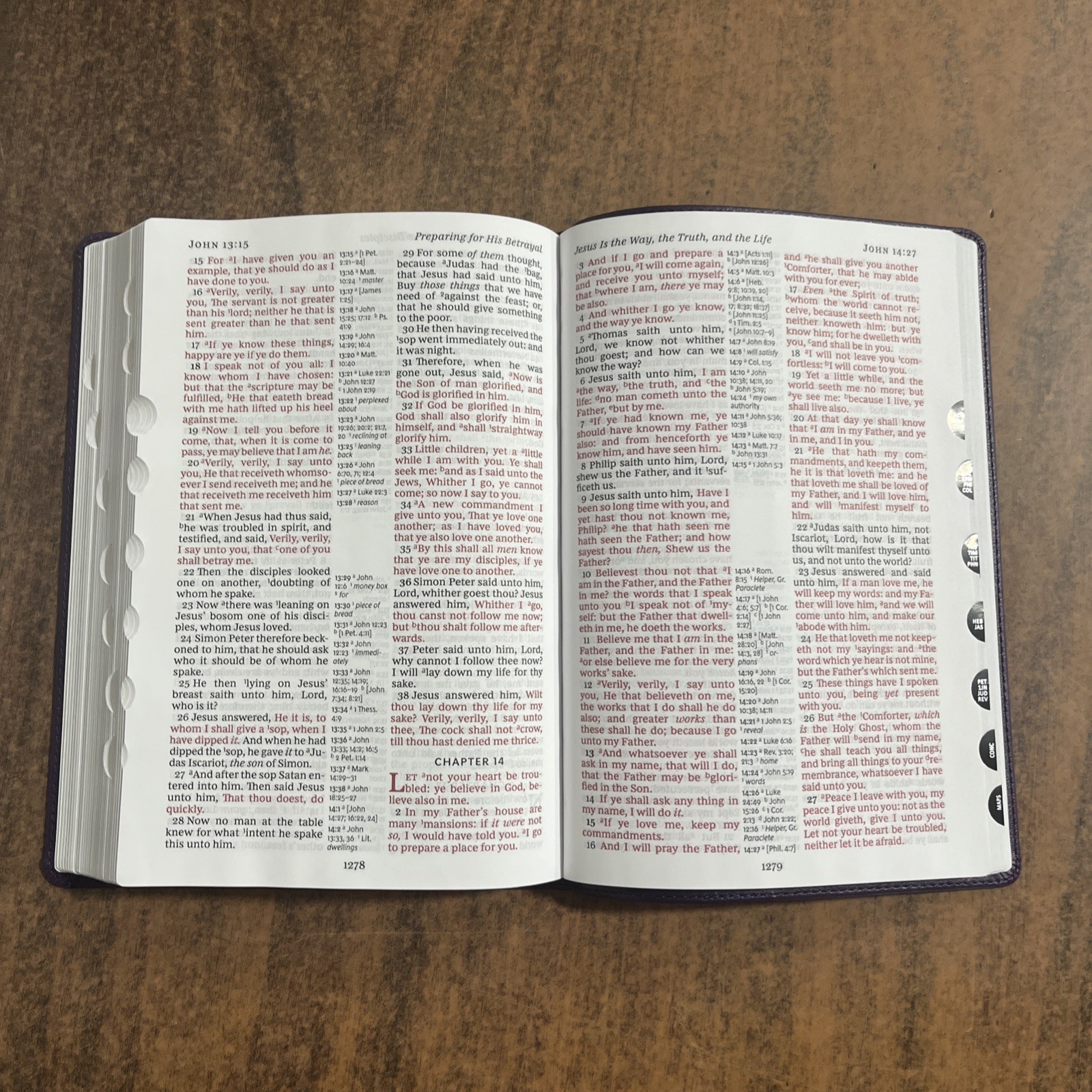 KJV Large Print Reference Bible Indexed – Purple LeatherSoft – large 11 pt font