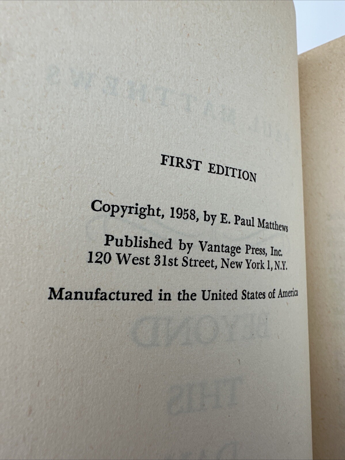 Beyond This Day Paul Matthews First Edition 1958 Hardcover 276 Pages Atlantis