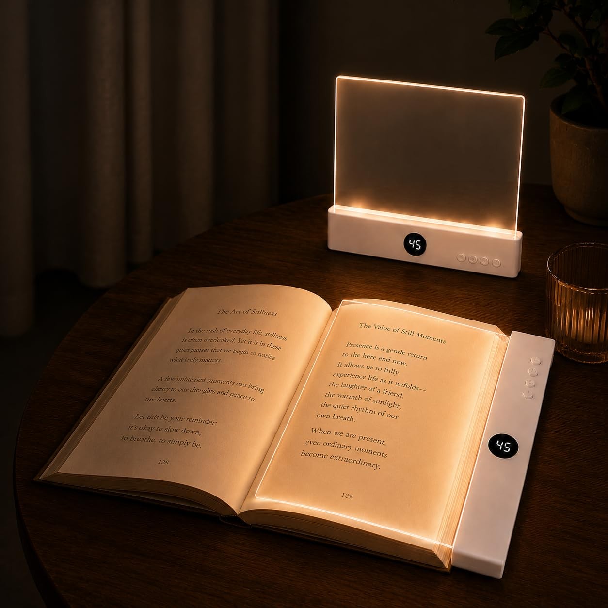 Book Light, Rechargeable Clear Flat Book Lights for Reading in Bed at Night w…