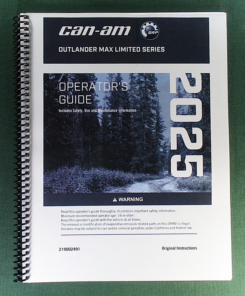 2025 Can-Am Outlander MAX 100R Limited Owner’s Manual: 436 Pages & Clear Covers