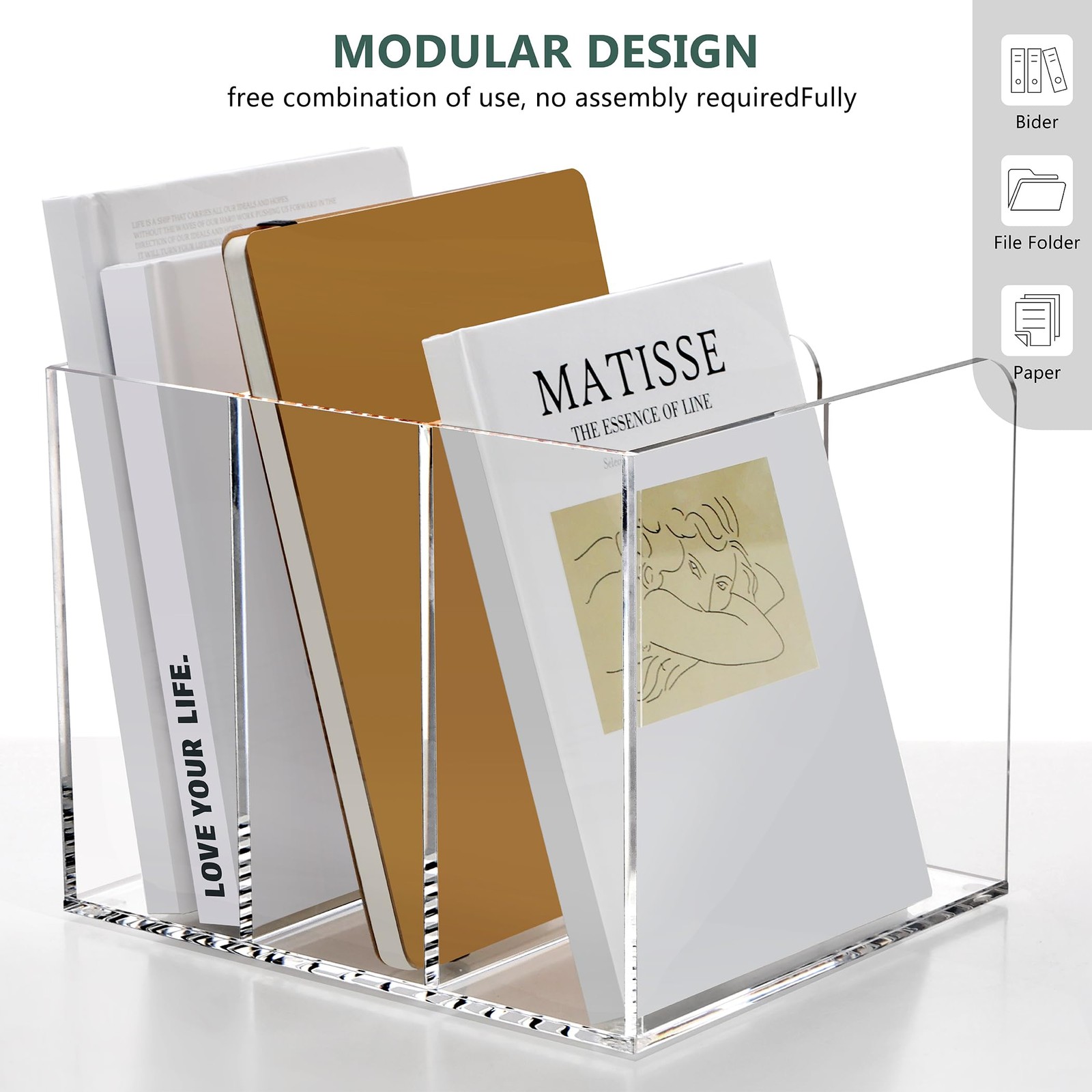 SANRUI Acrylic Magazine Holder Desk 7.2 x 8.46 x 6.5 inches, Transparent