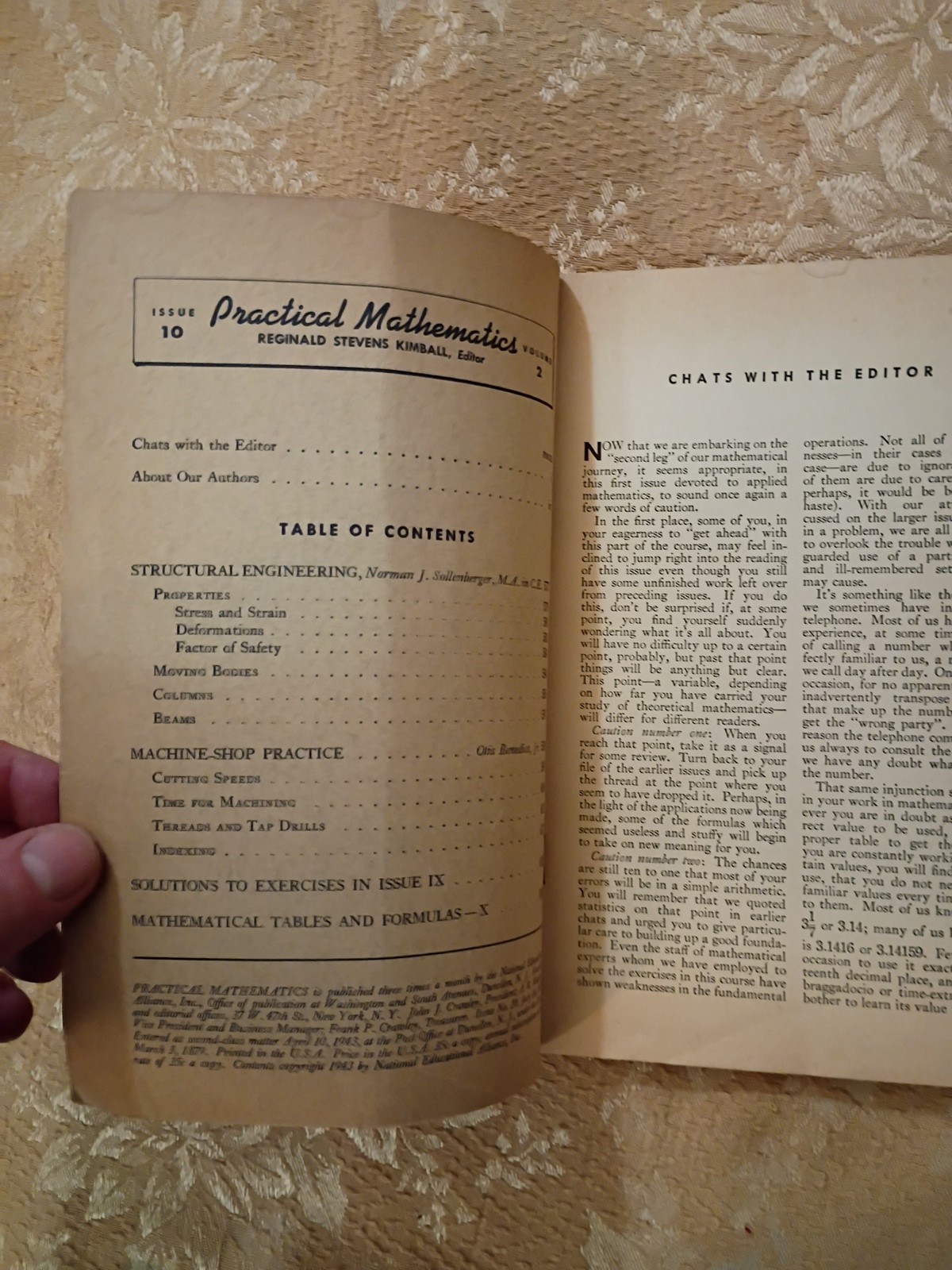 Practical Mathematics 1943 Issue No. 10 Structural Engineering Paperback Book