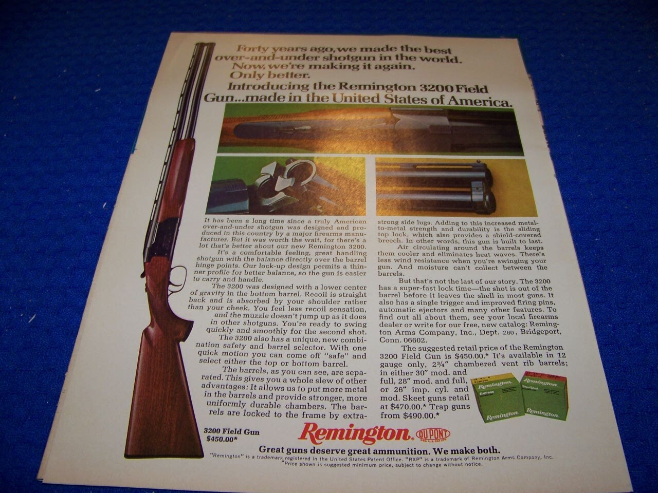 1973 REMINGTON 3200 FIELD “INTRODUCING”..1-PAGE ORIGINAL SALES AD (759NN)