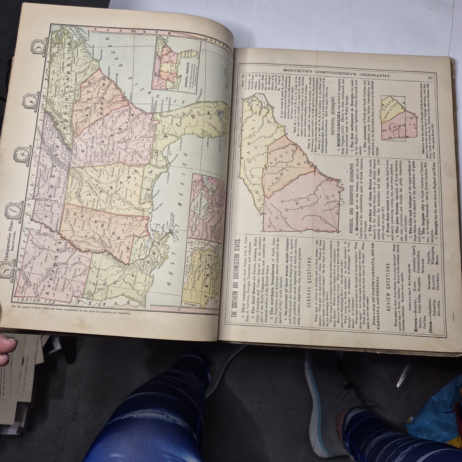1872 Monteith’s Comprehensive Geography New England Edition Atlas Color Maps C03