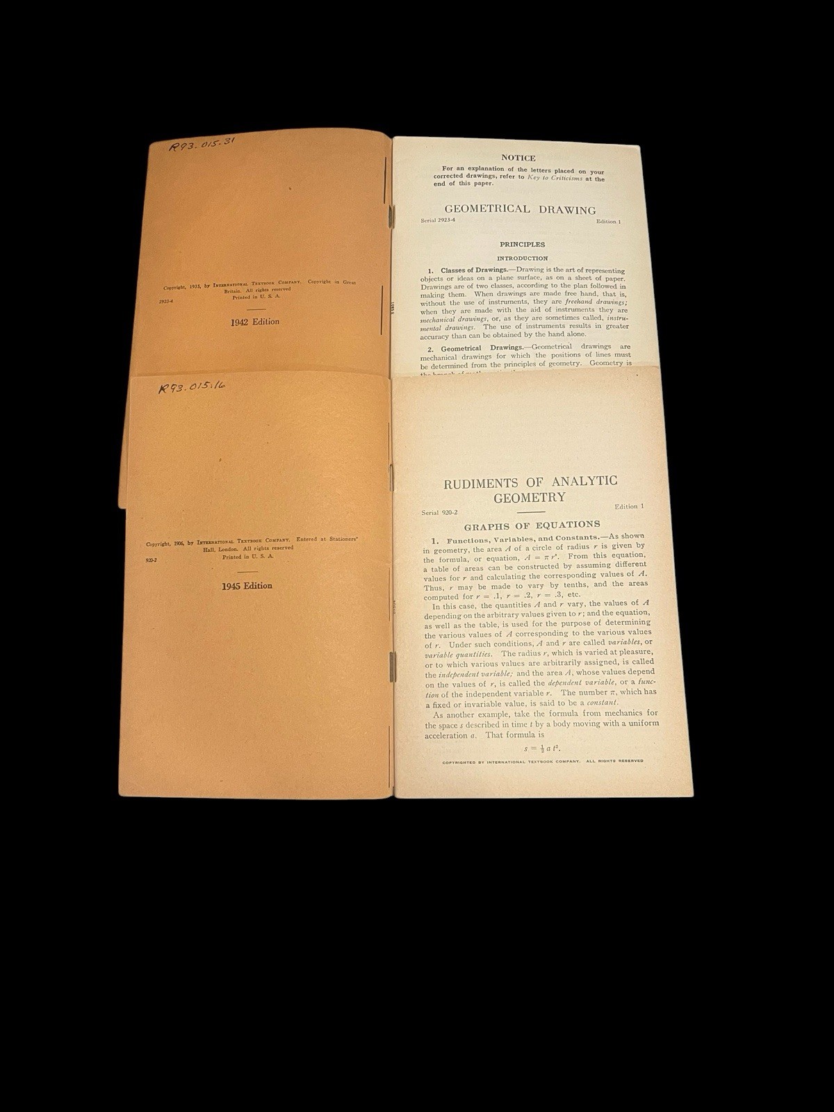 Geometrical Drawing Analytic Geo International Correspondence School 1940s Lot